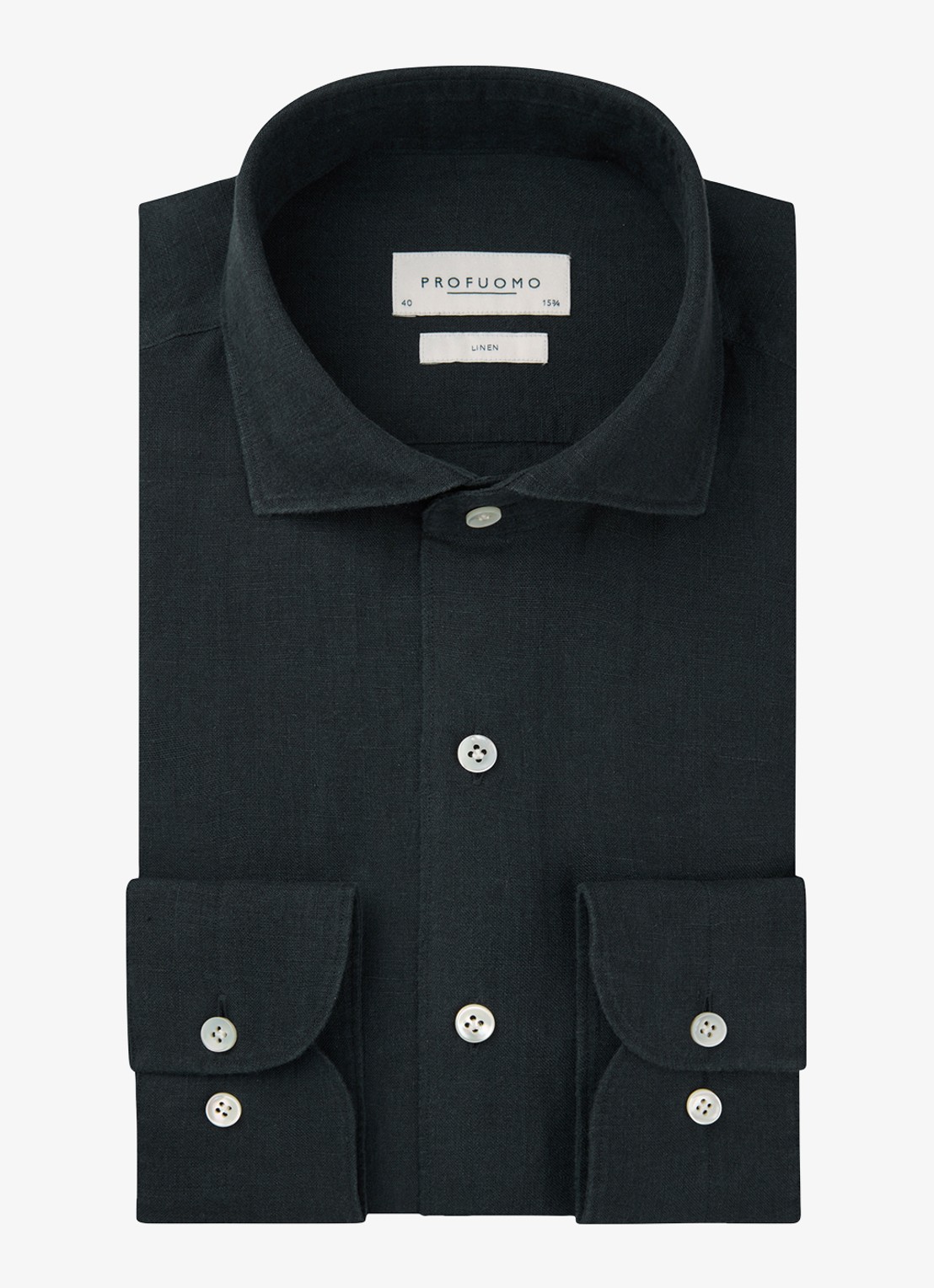 Profuomo Slim fit overhemd van linnen - voorkant 2 blauw