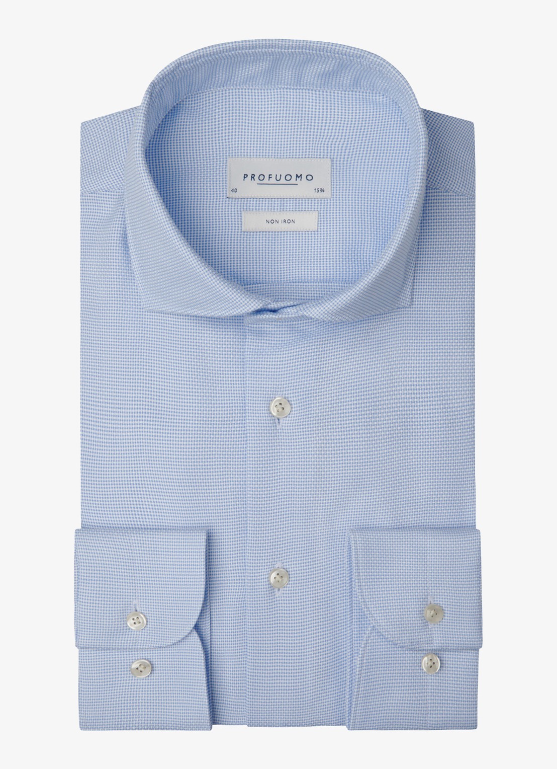 Profuomo Slim fit overhemd - voorkant 5 lichtblauw