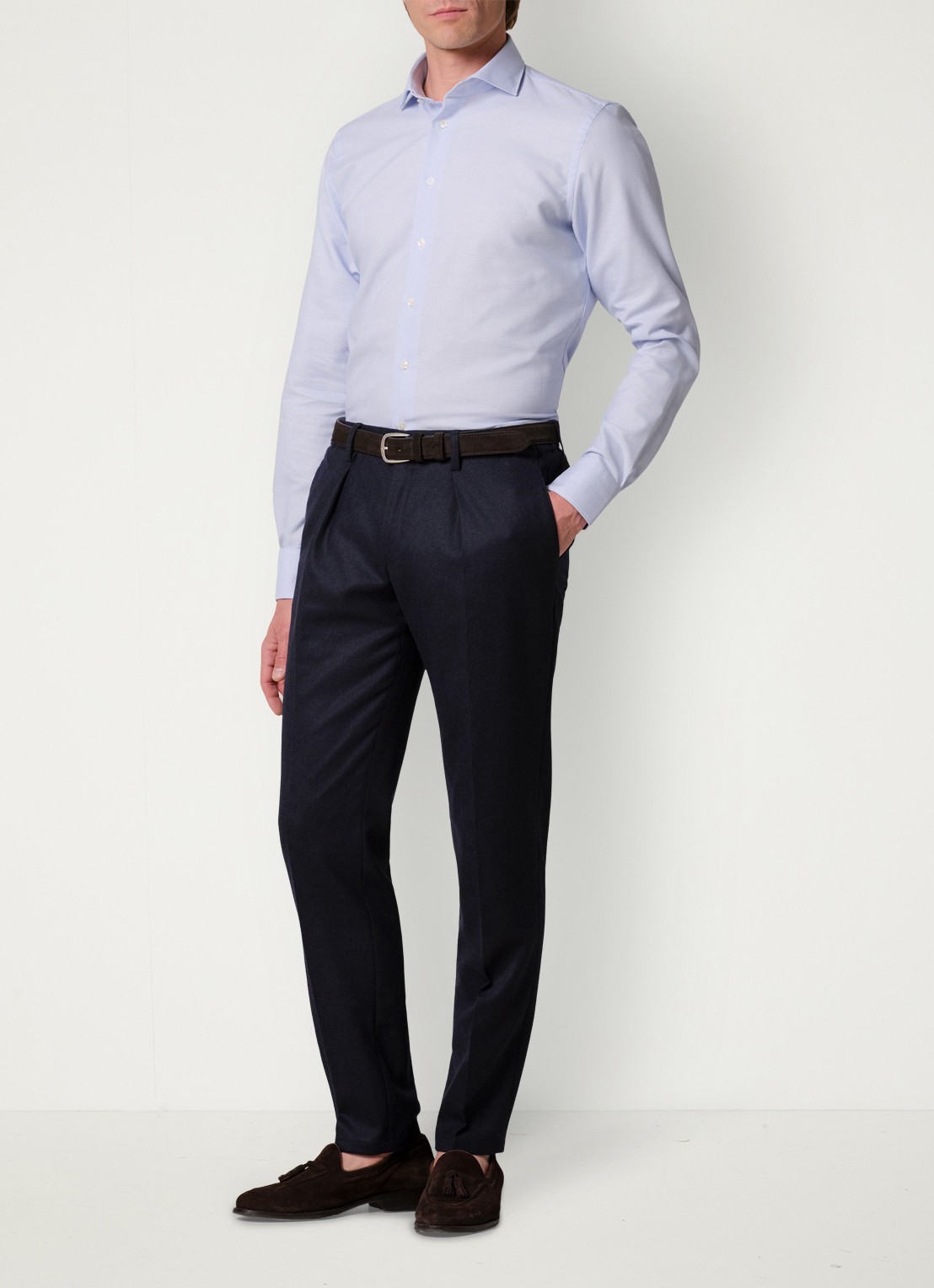 Profuomo Slim fit overhemd - voorkant 6 lichtblauw
