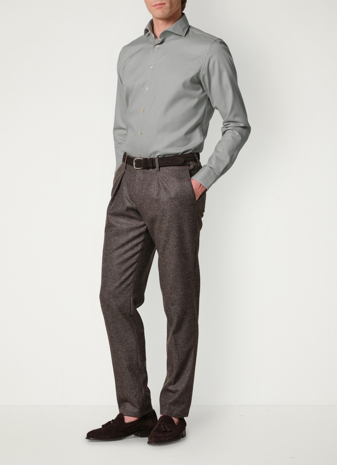 Profuomo Slim fit overhemd - voorkant 5 grijs
