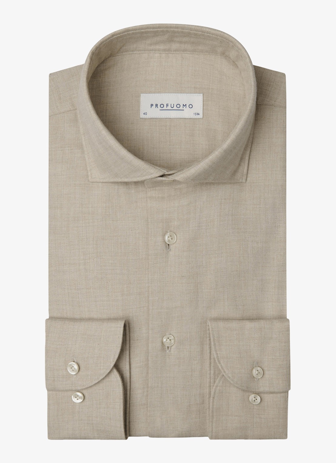 Profuomo Slim fit overhemd - voorkant beige