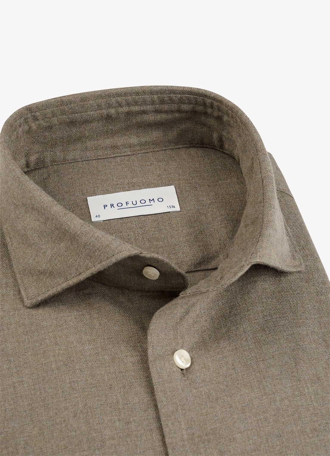 Profuomo Slim fit overhemd - detail 2 bruin