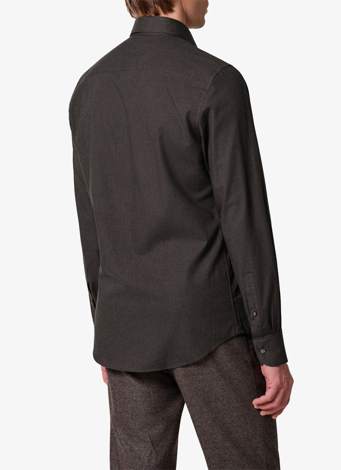 Profuomo Slim fit overhemd - achterkant 6 donkerbruin