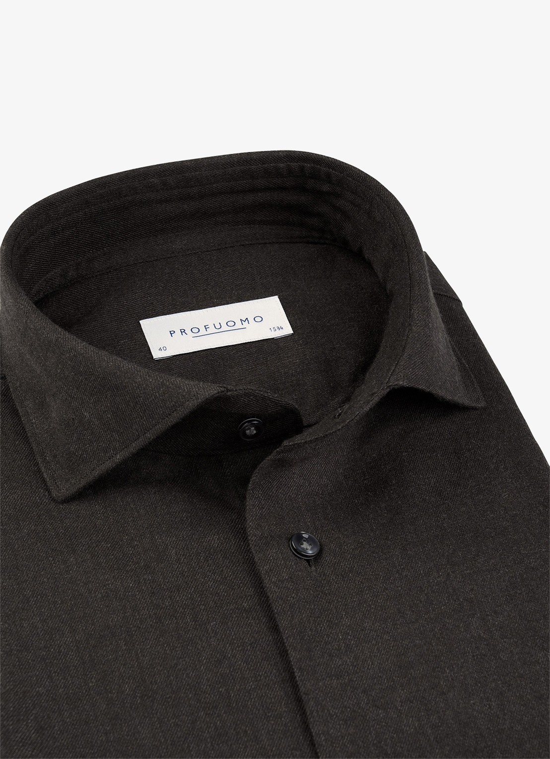 Profuomo Slim fit overhemd - detail 4 donkerbruin