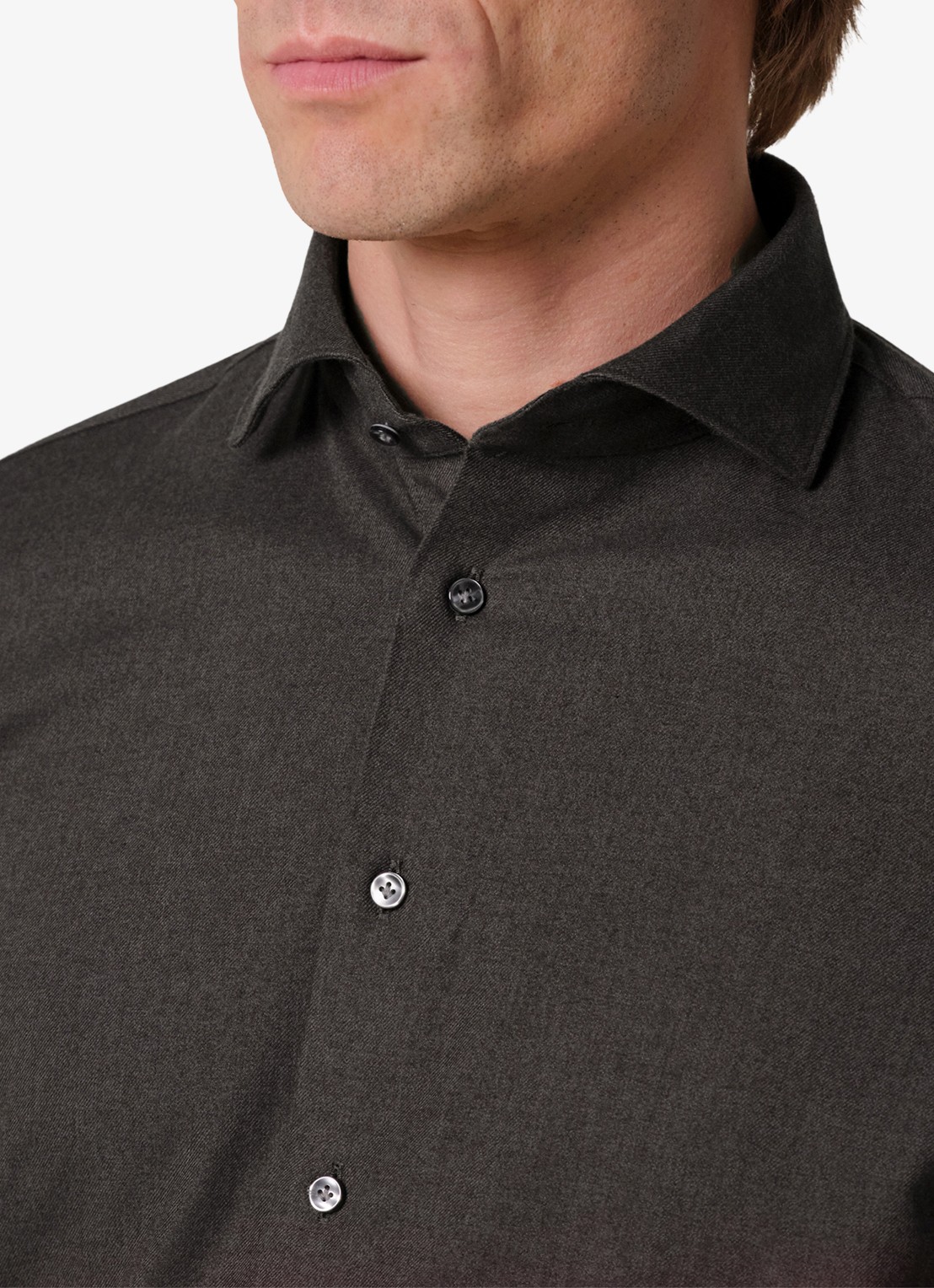 Profuomo Slim fit overhemd - detail 5 donkerbruin