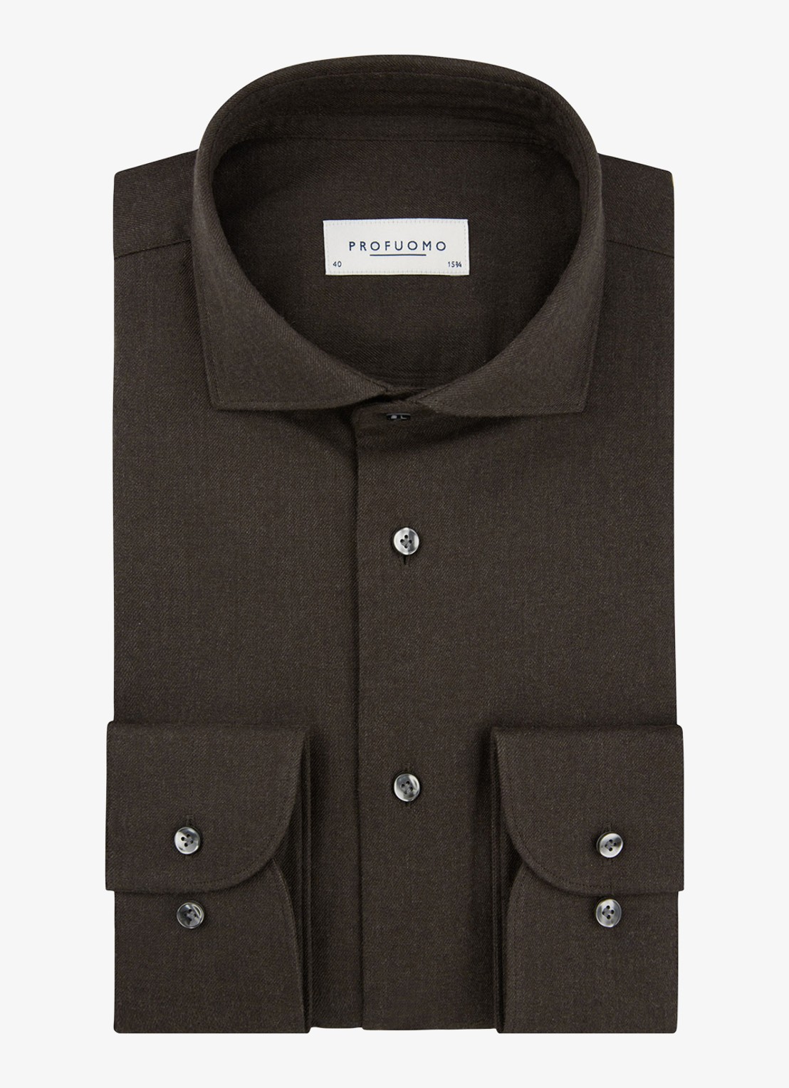 Profuomo Slim fit overhemd - voorkant donkerbruin
