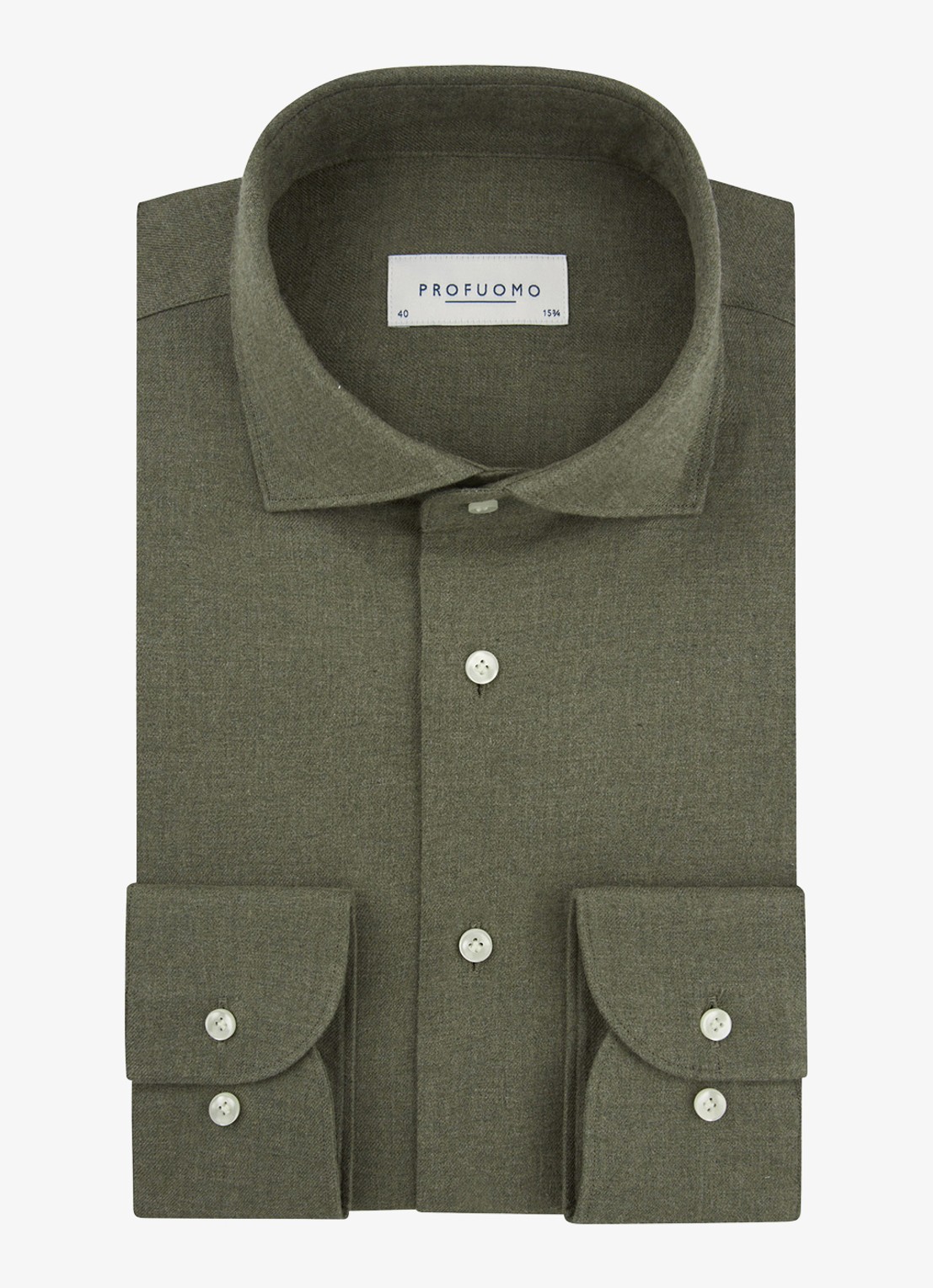 Profuomo Slim fit overhemd - voorkant 2 donkergroen