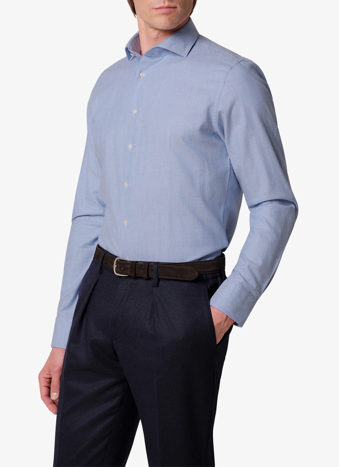 Profuomo Slim fit overhemd - detail 4 blauw