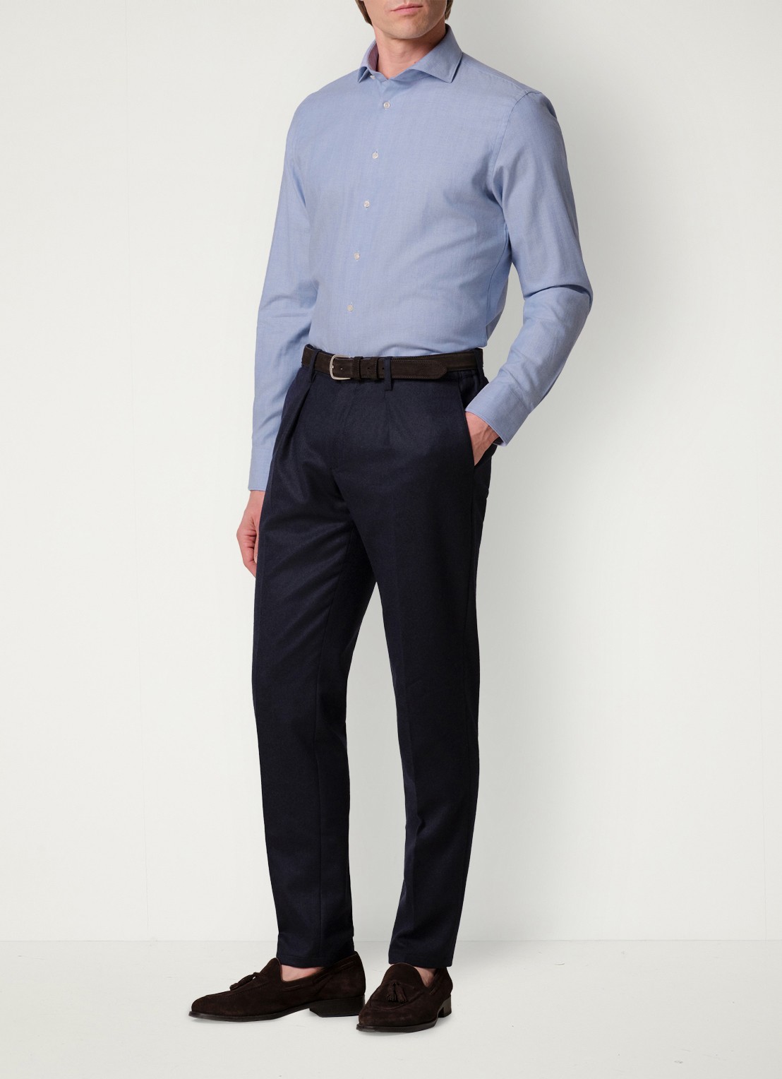 Profuomo Slim fit overhemd - voorkant 2 blauw