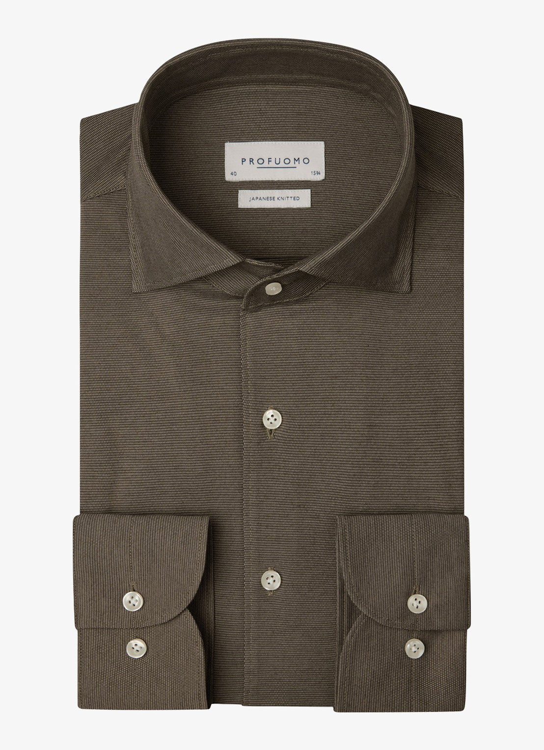 Profuomo Slim fit overhemd - voorkant 2 taupe