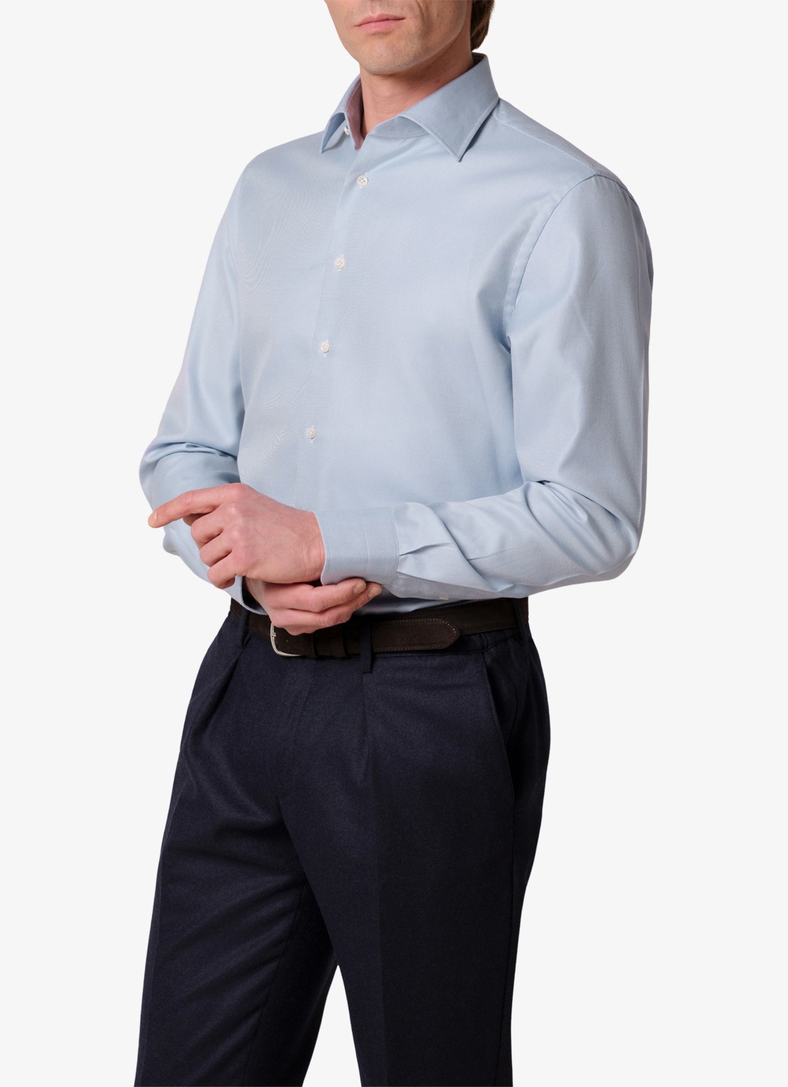 Profuomo Slim fit overhemd - detail 4 lichtblauw