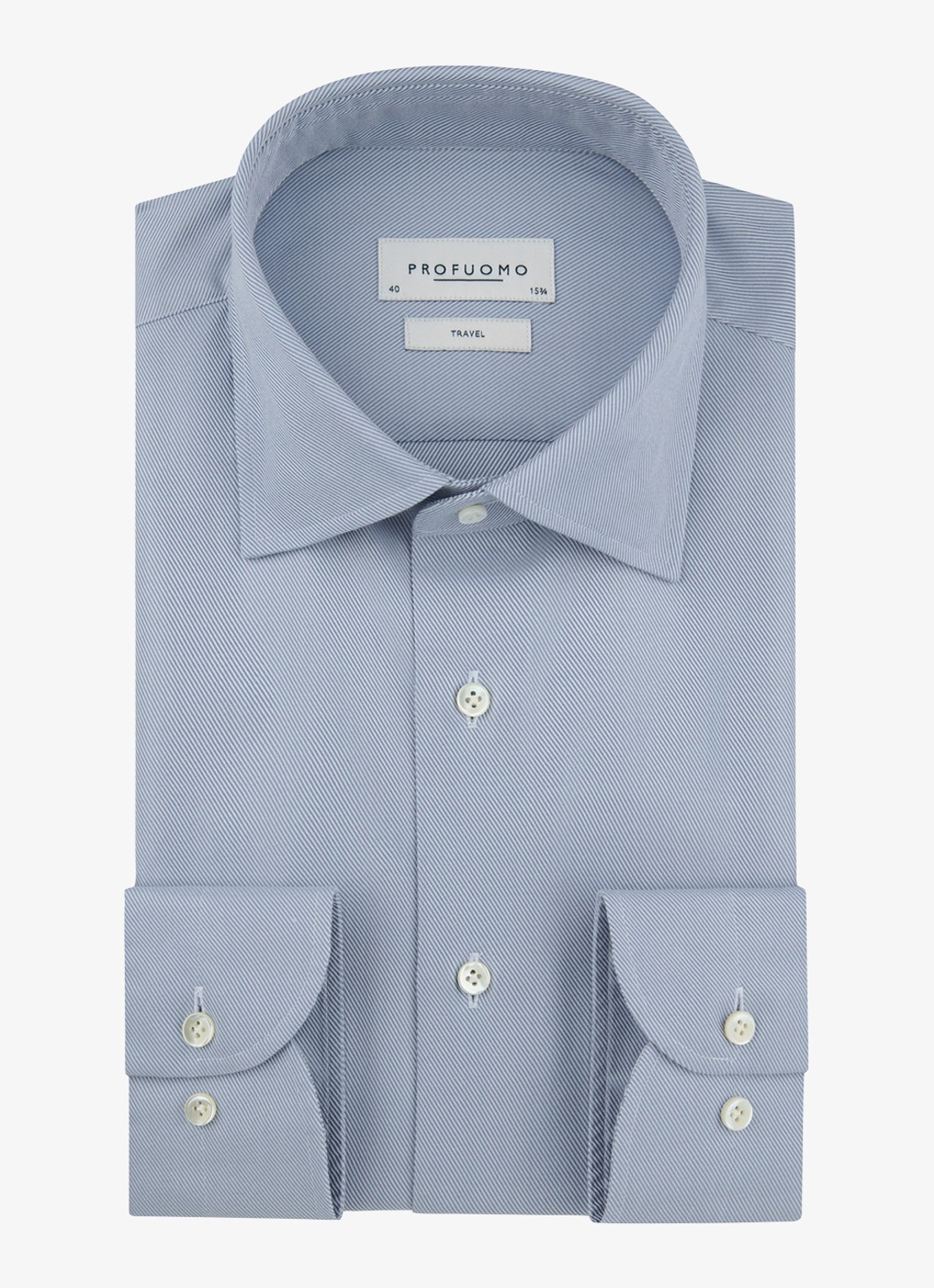 Profuomo Slim fit overhemd - voorkant 2 lichtblauw
