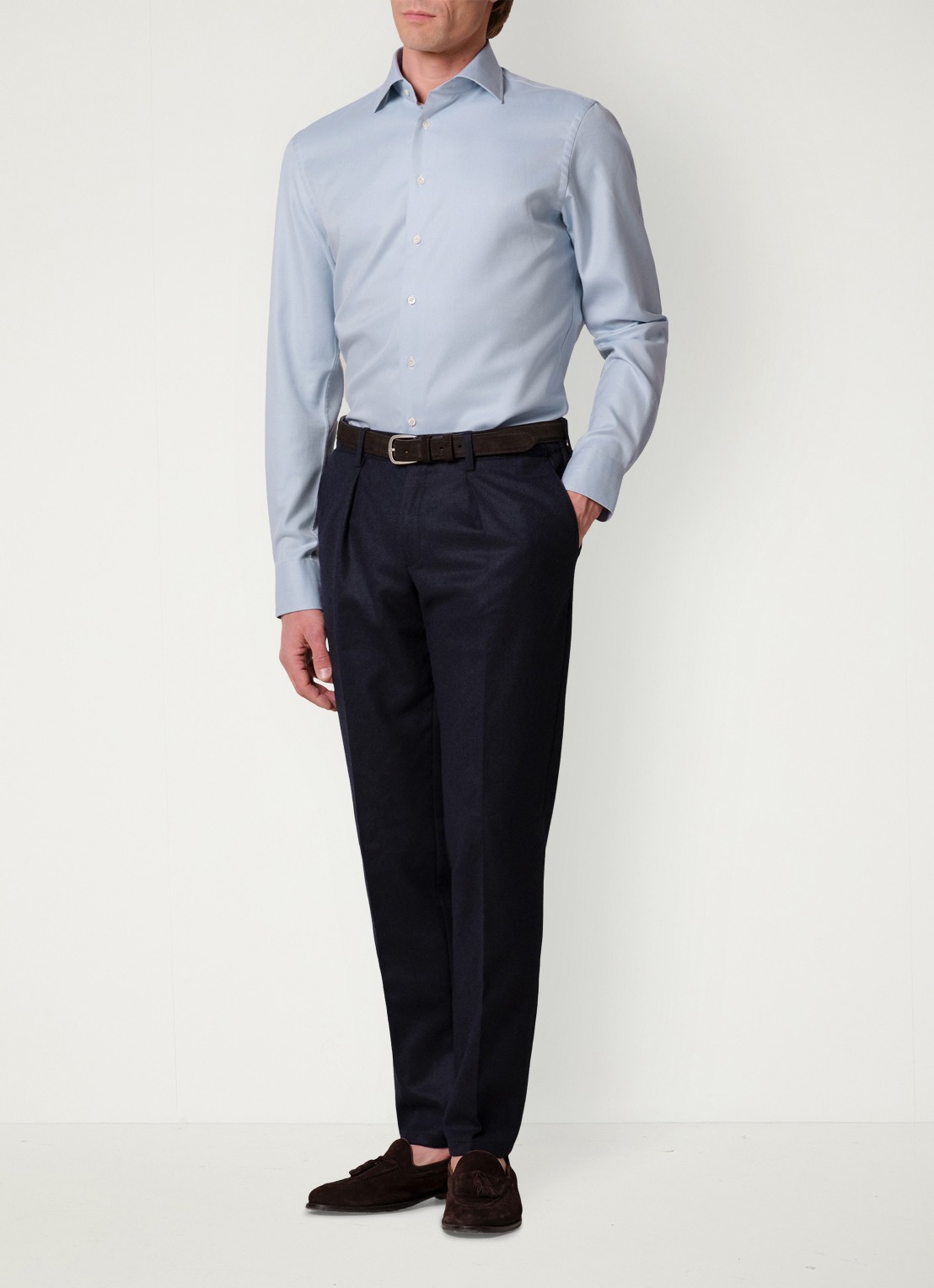 Profuomo Slim fit overhemd - voorkant 3 lichtblauw