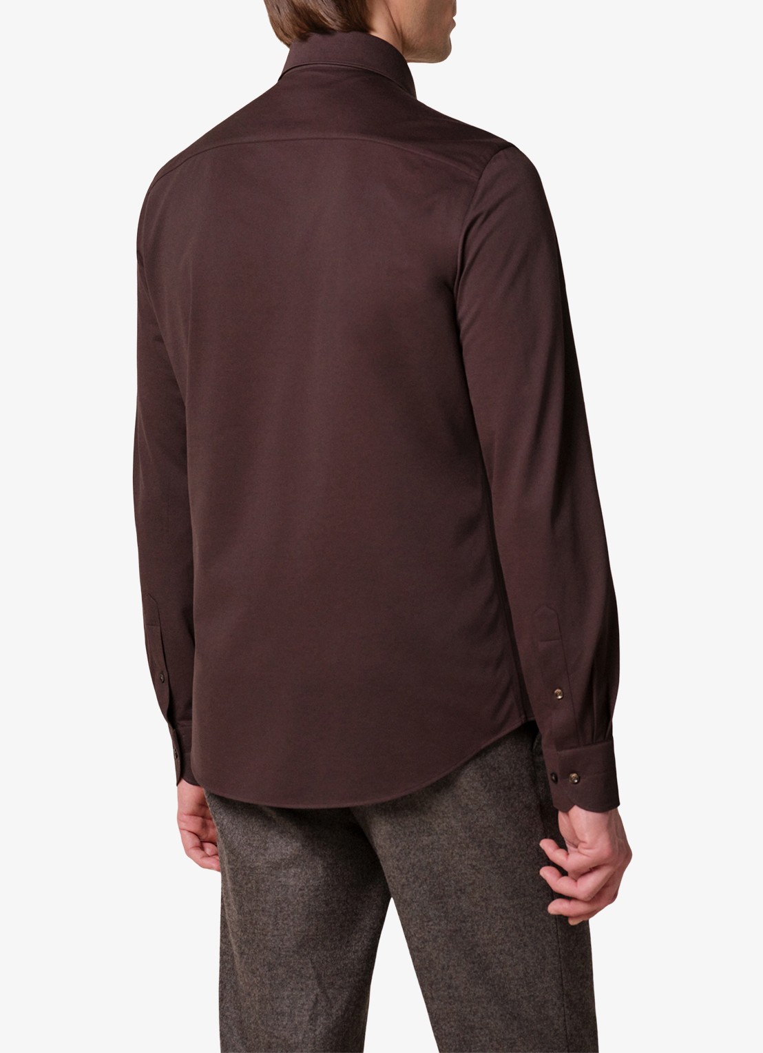 Profuomo Slim fit overhemd - achterkant donkerbruin