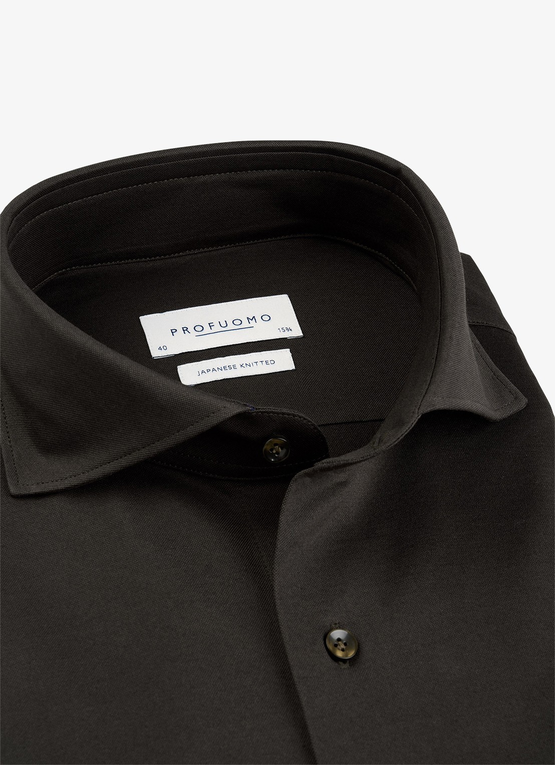 Profuomo Slim fit overhemd - detail 5 donkerbruin