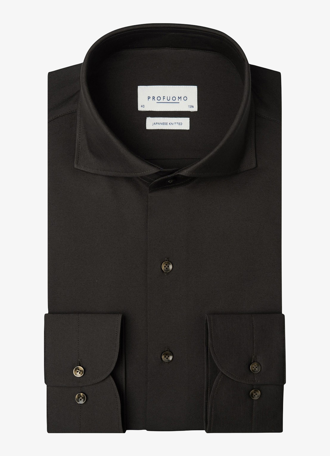 Profuomo Slim fit overhemd - voorkant 2 donkerbruin