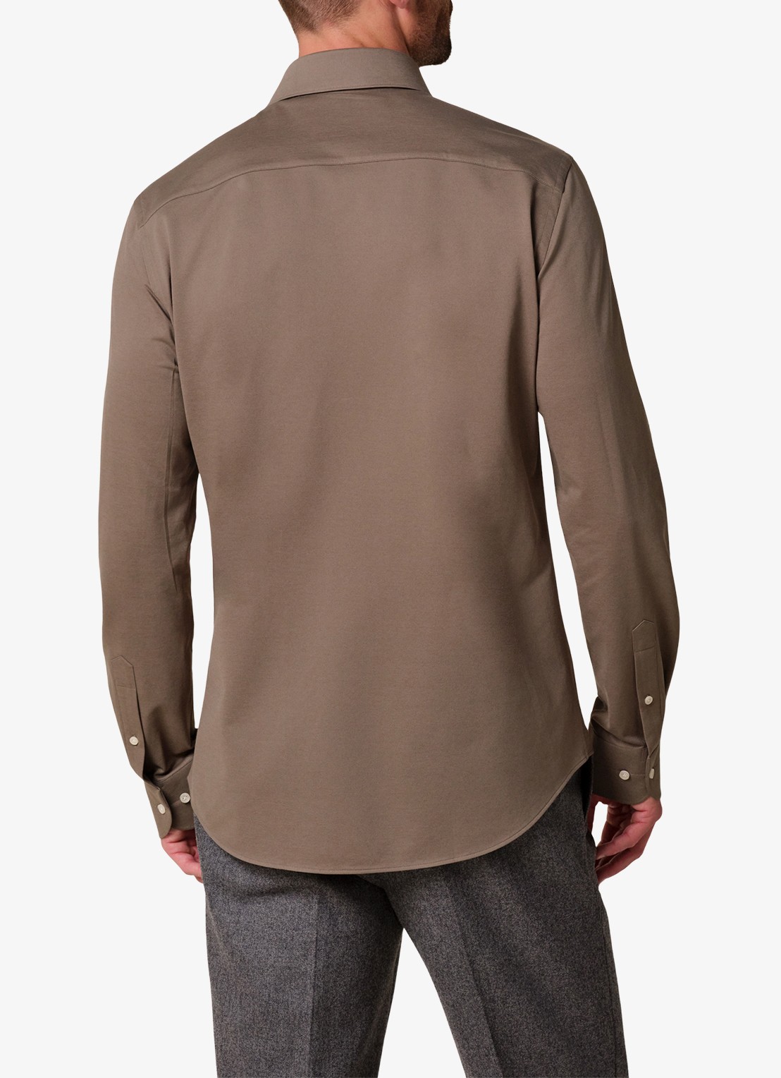 Profuomo Slim fit overhemd - achterkant 4 khaki