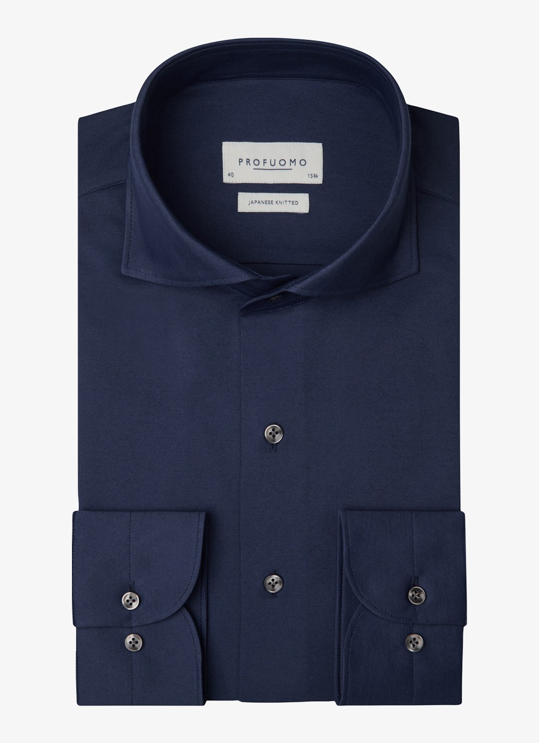 Profuomo Slim fit overhemd - voorkant 5 donkerblauw
