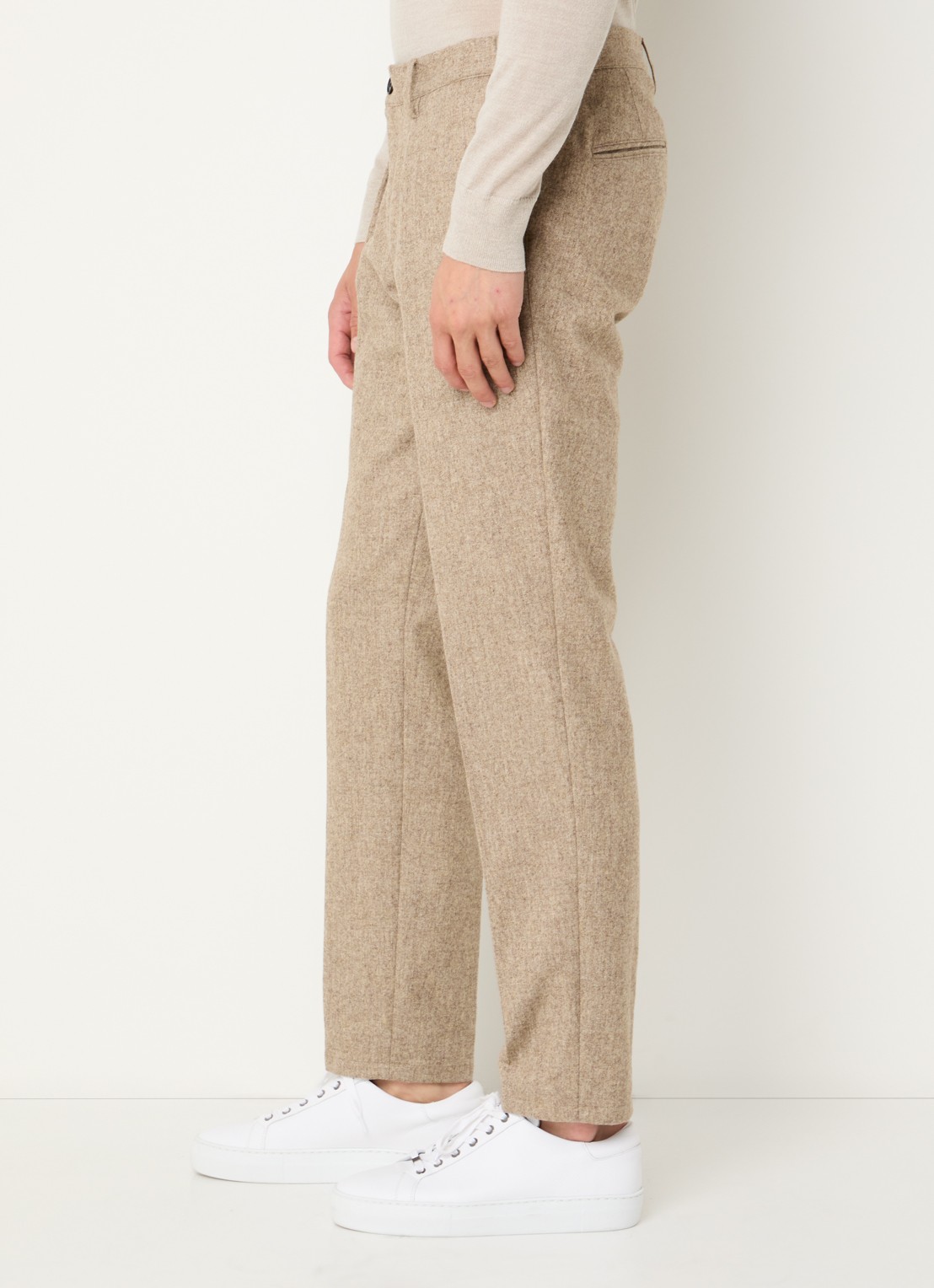 Profuomo Slim fit pantalon in wolblend met steekzakken - detail 9 zand