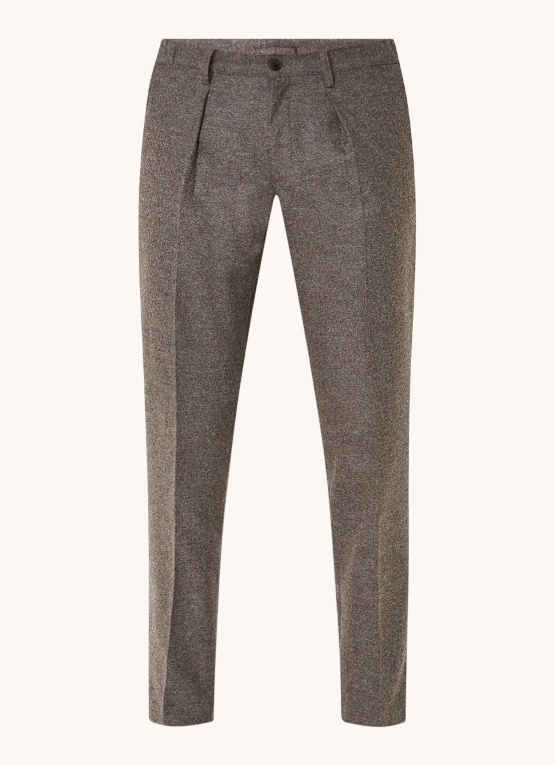 Profuomo Slim fit pantalon in wolblend met steekzakken - voorkant 3 middengrijs