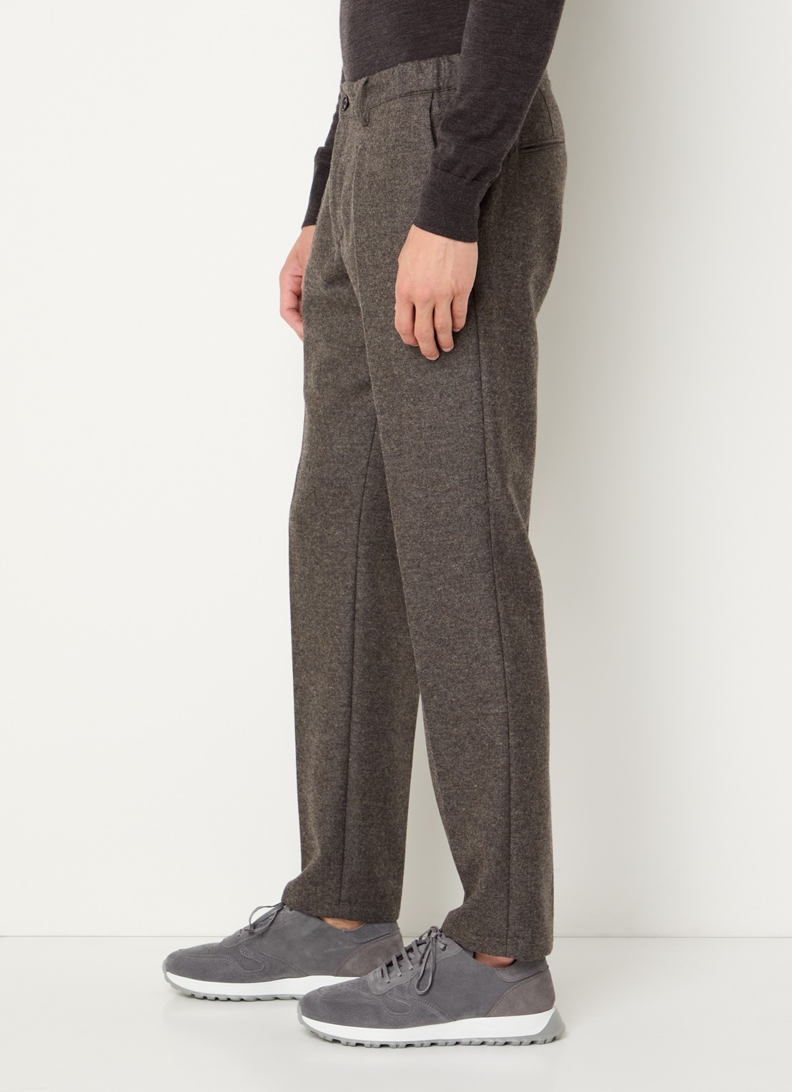 Profuomo Slim fit pantalon in wolblend met steekzakken - detail 9 middengrijs
