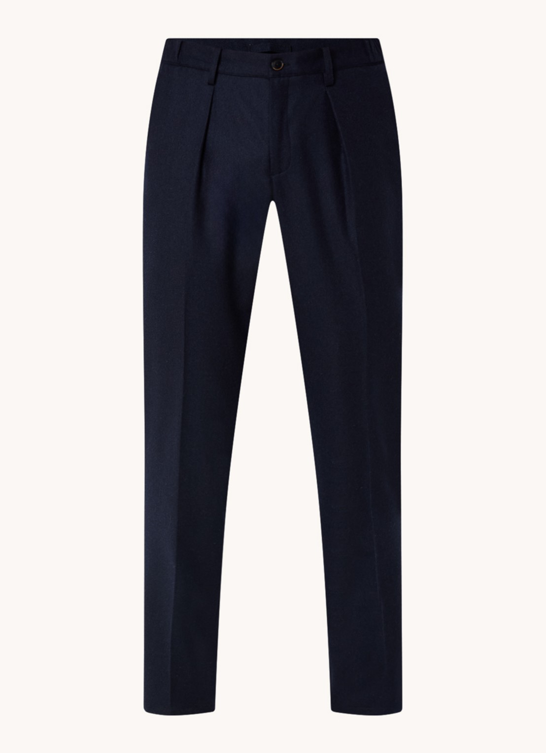 Profuomo Slim fit pantalon in wolblend met steekzakken - voorkant 5 donkerblauw