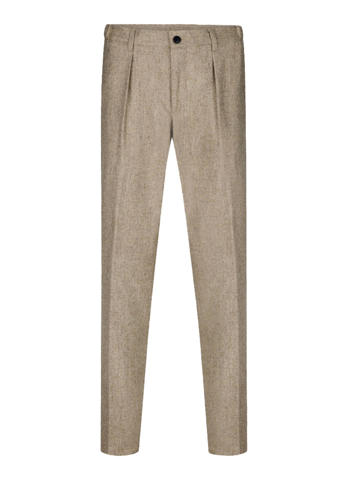 Profuomo Slim fit pantalon in wolblend met steekzakken - voorkant donkerbeige