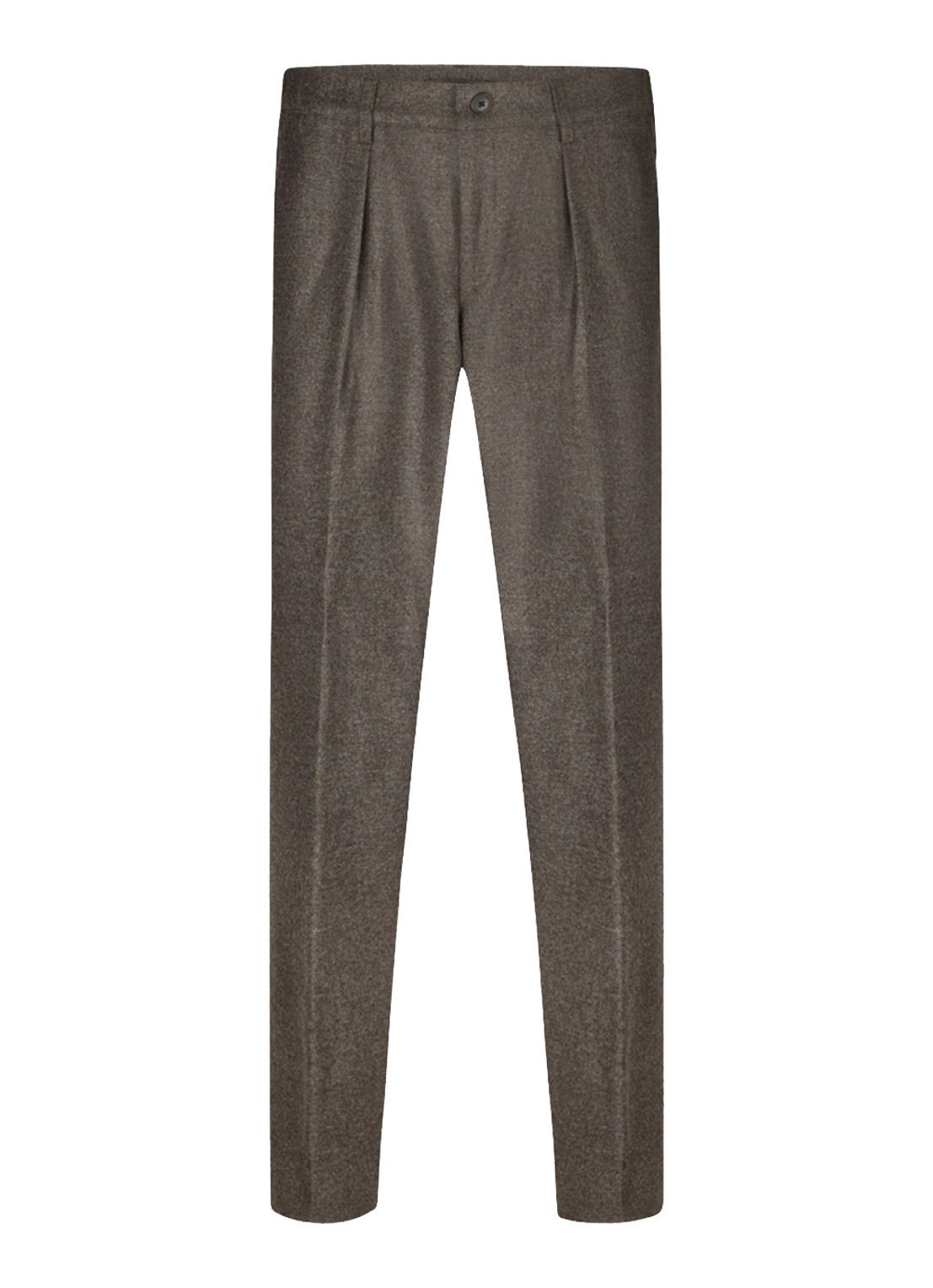 Profuomo Slim fit pantalon in wolblend met steekzakken - voorkant bruin