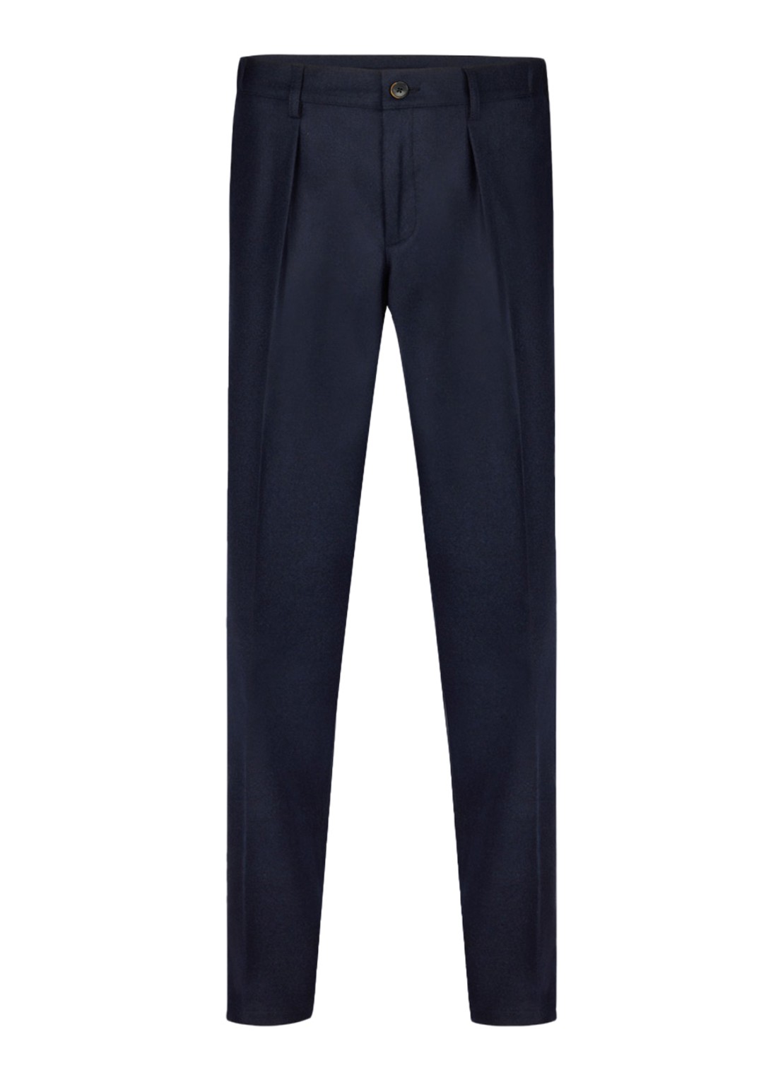 Profuomo Slim fit pantalon in wolblend met steekzakken - voorkant 4 donkerblauw