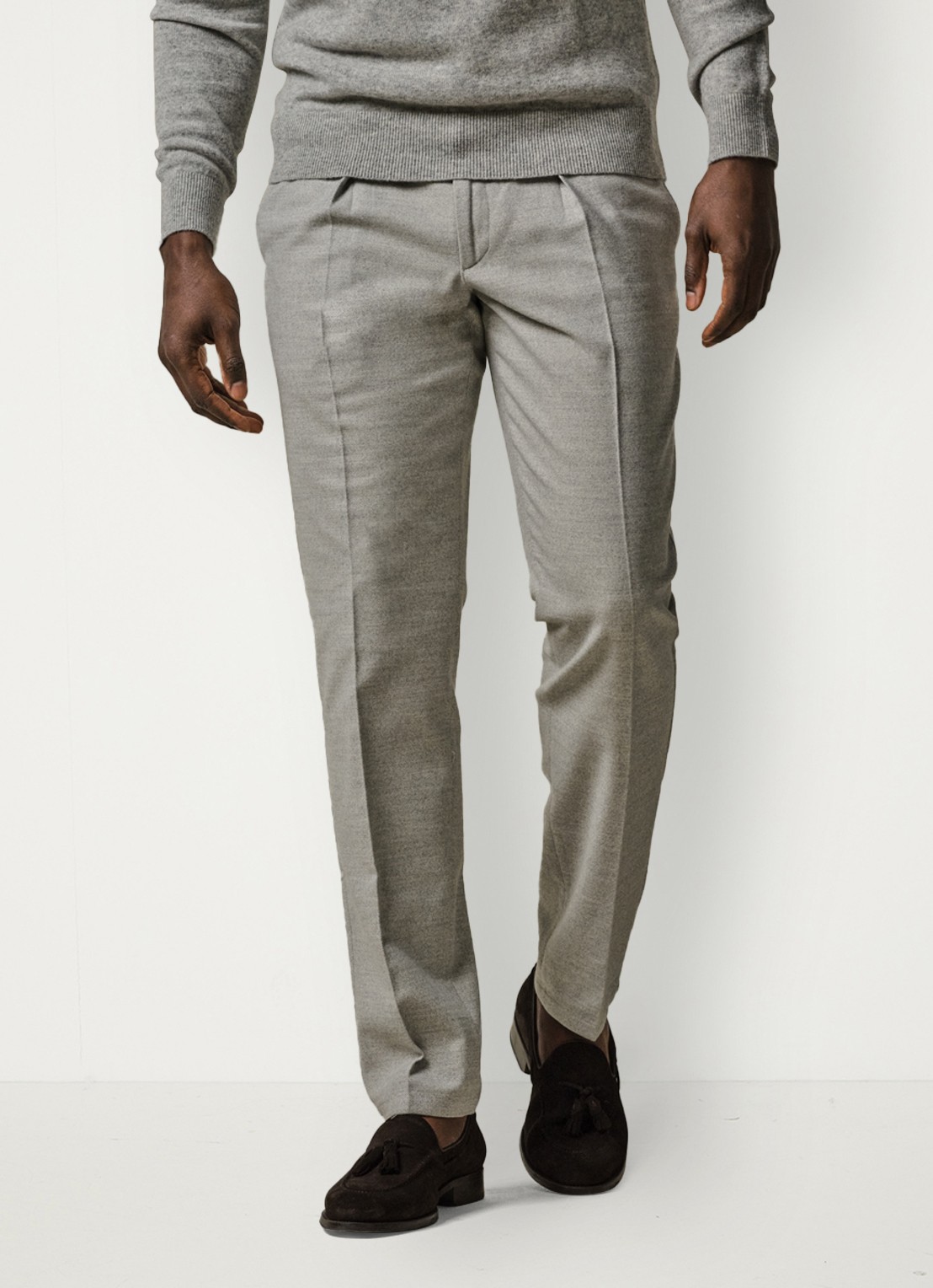 Profuomo Slim fit pantalon met steekzakken - detail 2 grijsmele
