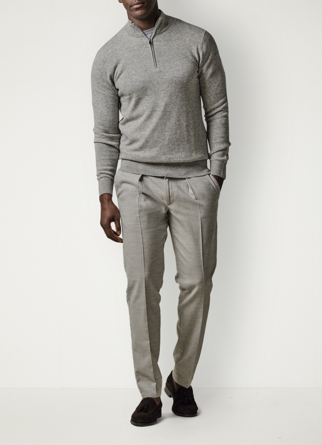Profuomo Slim fit pantalon met steekzakken - voorkant 6 grijsmele