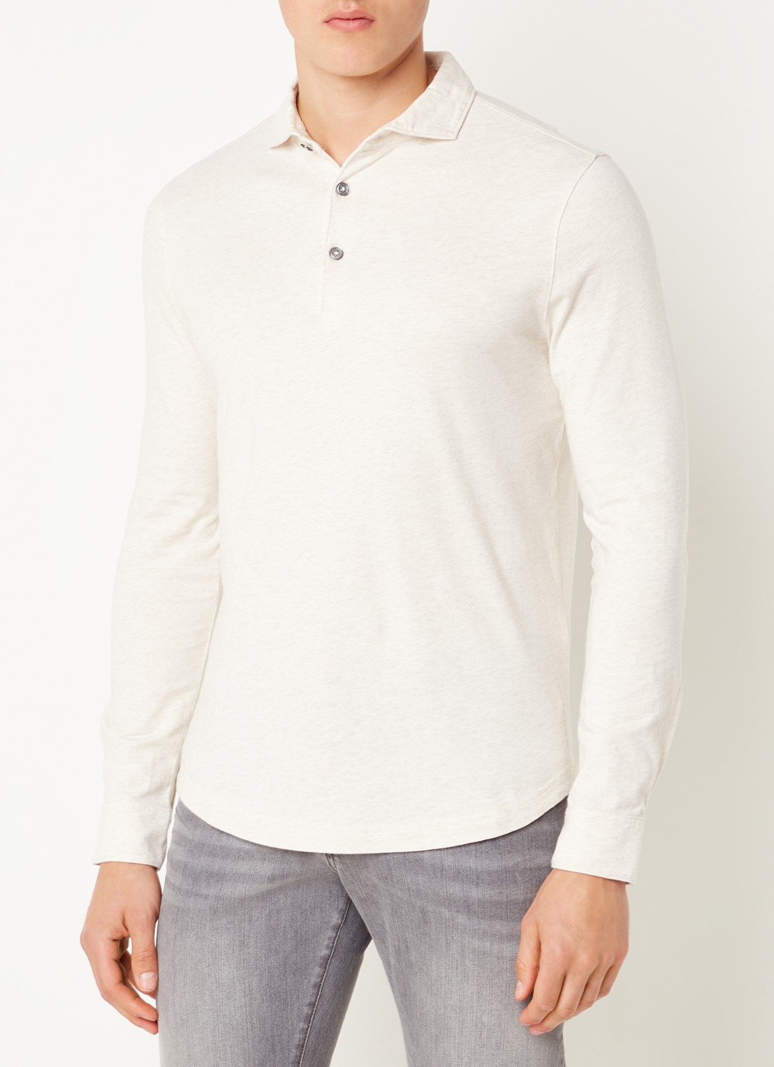 Profuomo Slim fit polo met gemêleerd dessin - detail 4 beige
