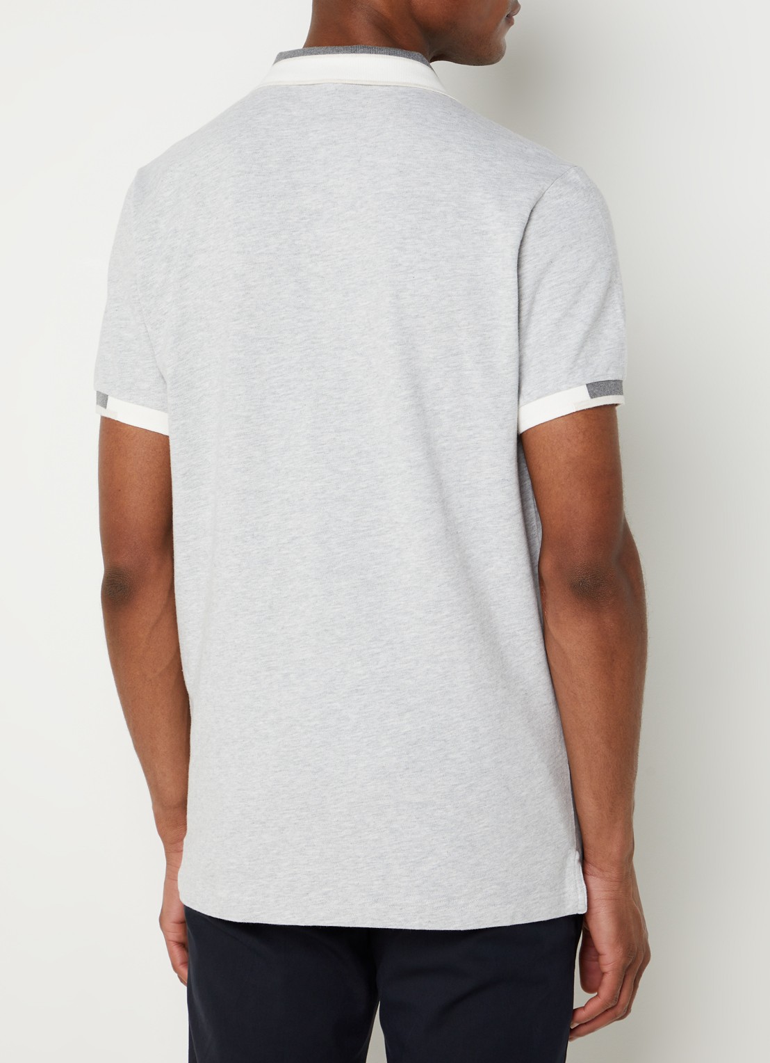 Profuomo Slim fit polo met getipte boorden  - achterkant grijsmele