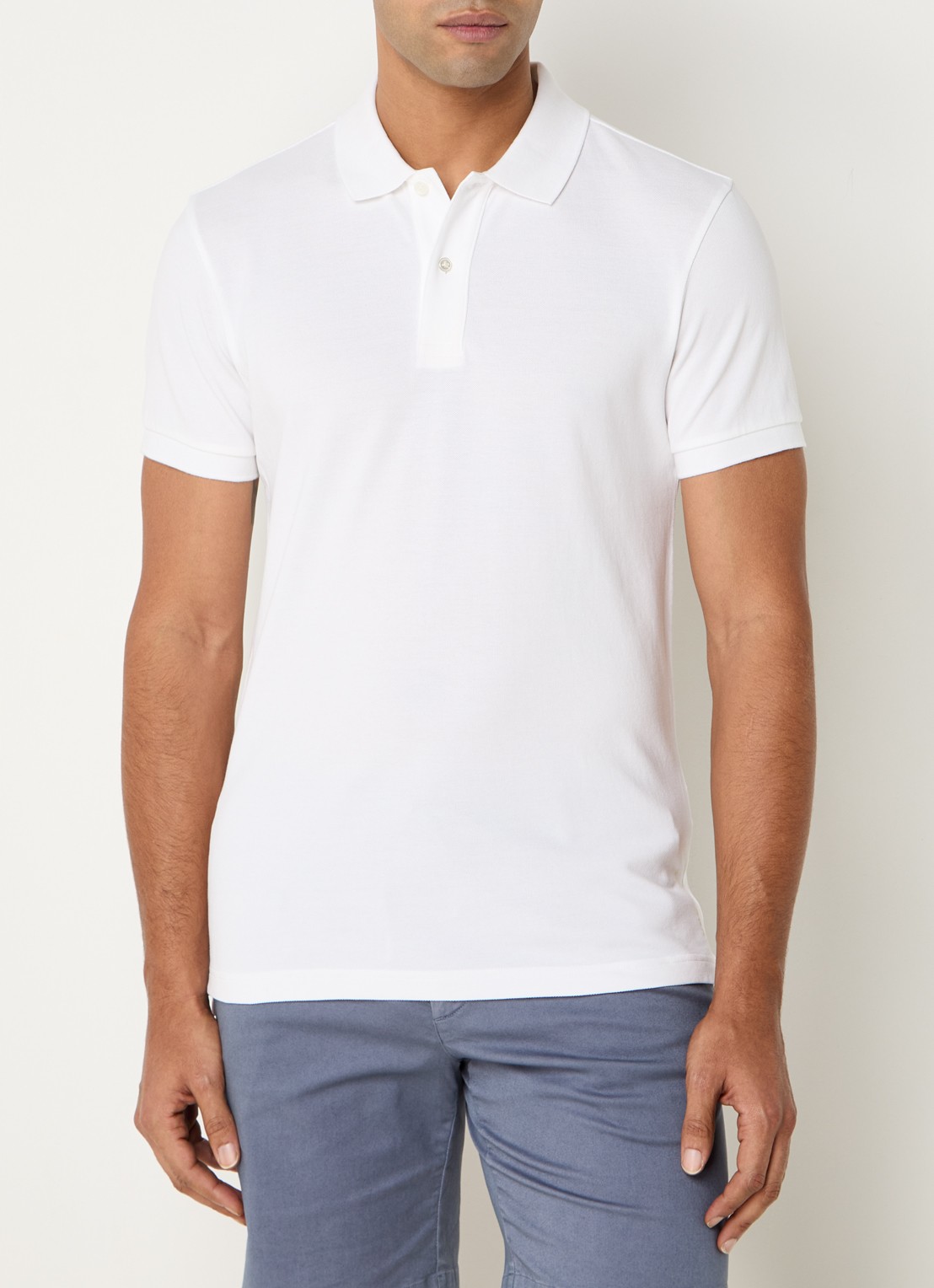 Profuomo Slim fit polo  - detail wit