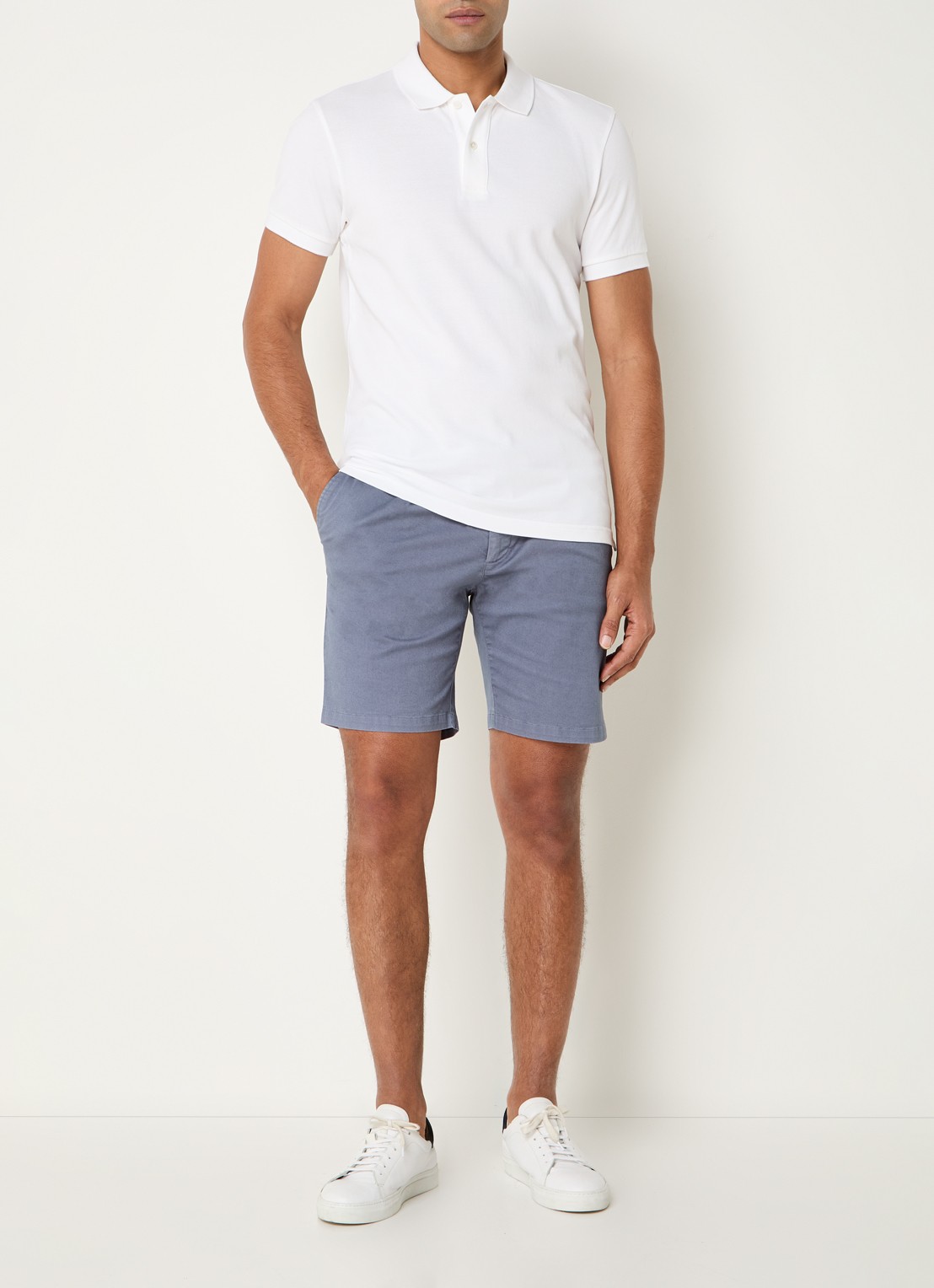 Profuomo Slim fit polo  - voorkant 4 wit