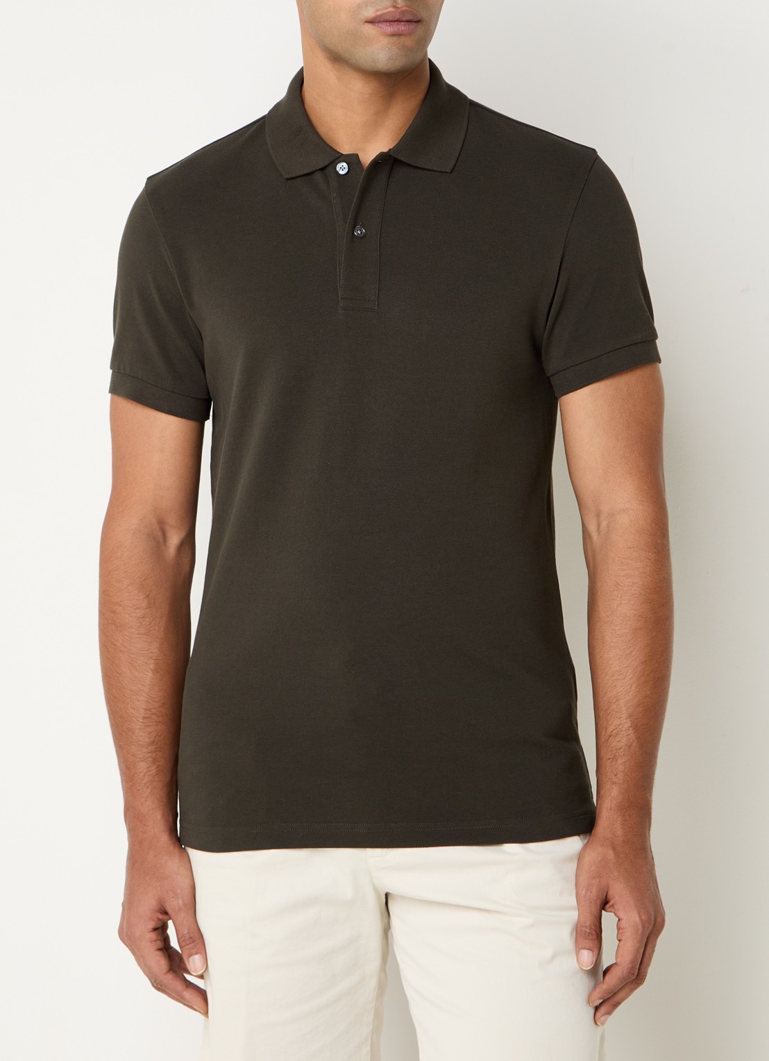 Profuomo Slim fit polo  - detail donkerbruin