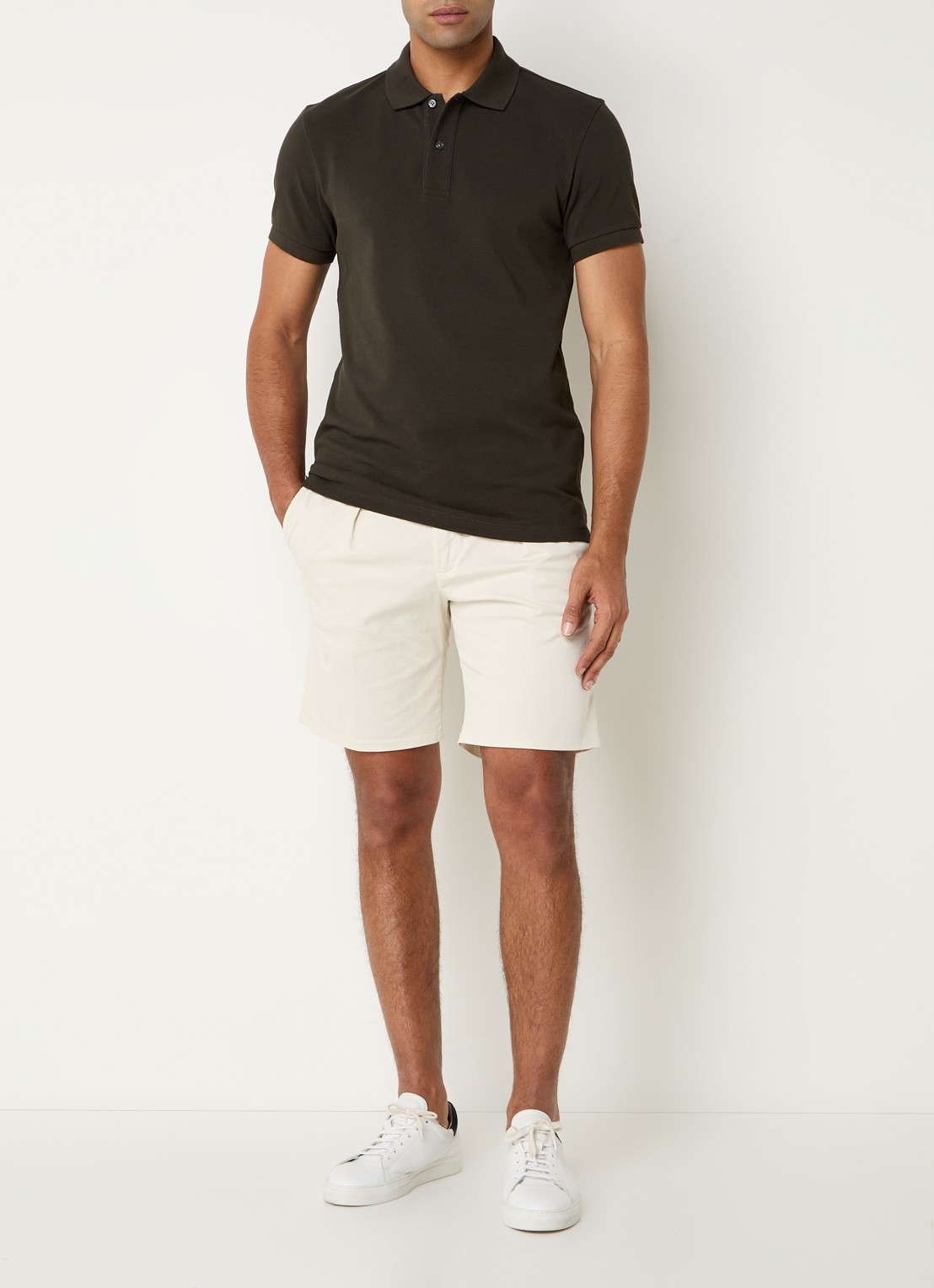 Profuomo Slim fit polo  - voorkant 4 donkerbruin