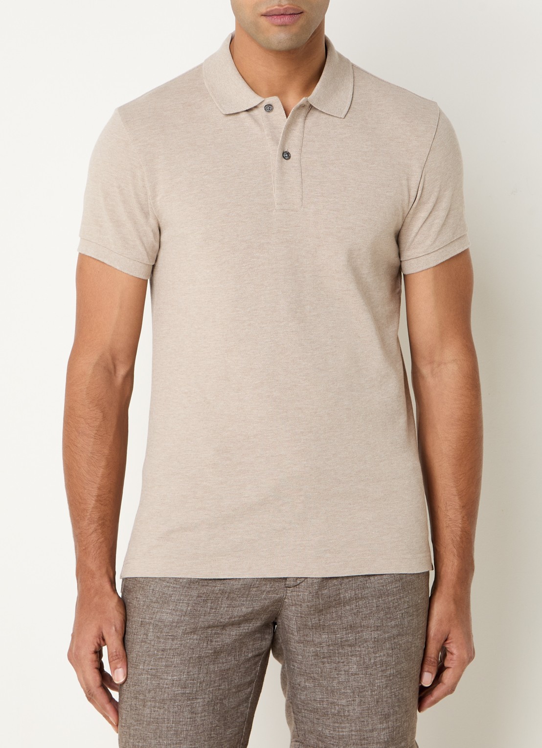 Profuomo Slim fit polo  - detail beige