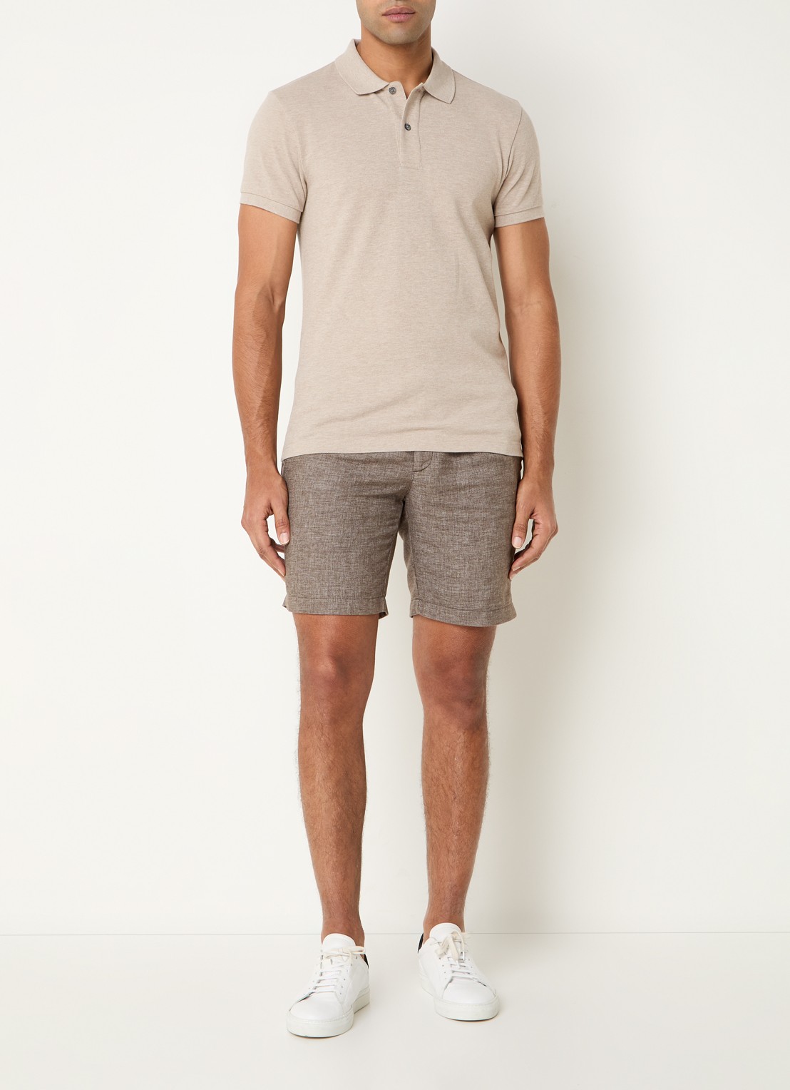 Profuomo Slim fit polo  - voorkant 4 beige