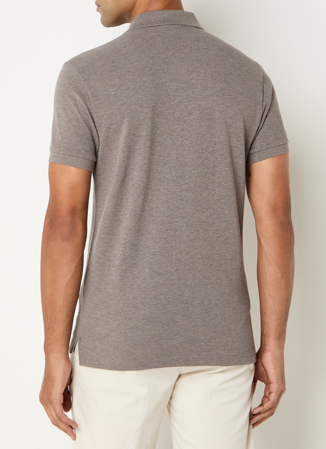 Profuomo Slim fit polo  - achterkant 4 lichtbruin