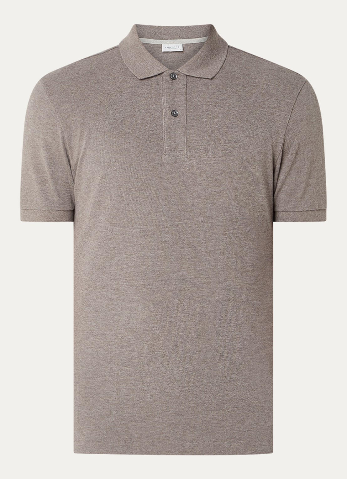 Profuomo Slim fit polo  - voorkant 2 lichtbruin