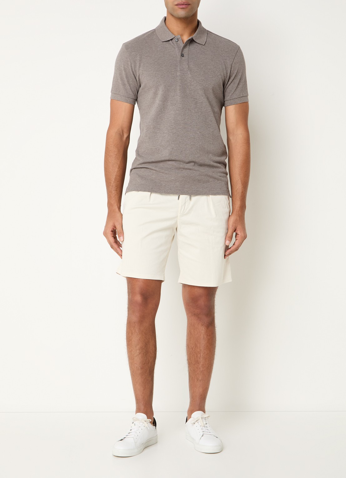 Profuomo Slim fit polo  - voorkant 3 lichtbruin