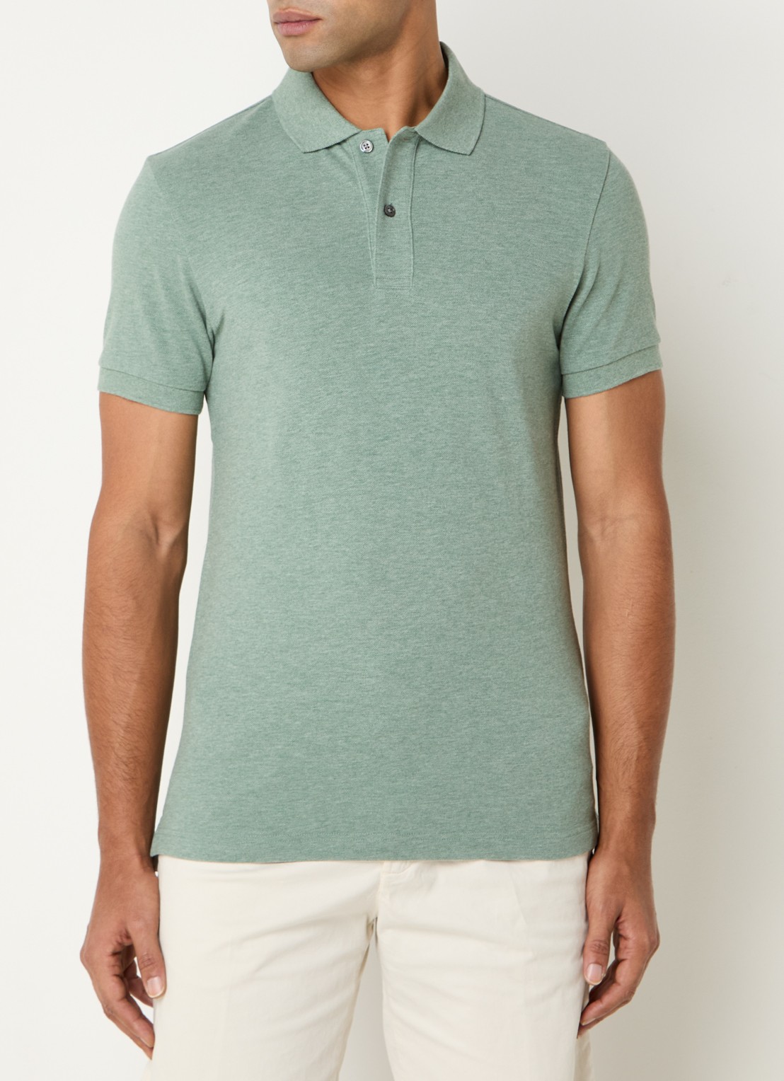 Profuomo Slim fit polo  - detail olijfgroen