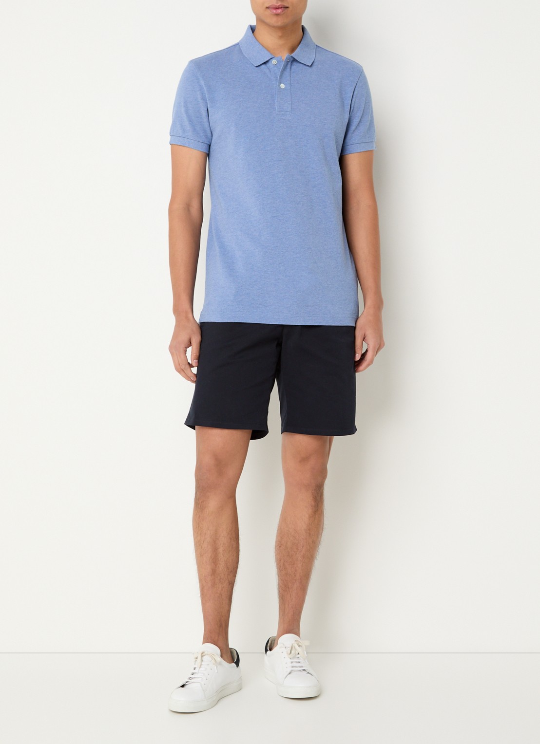 Profuomo Slim fit polo  - voorkant 4 blauw