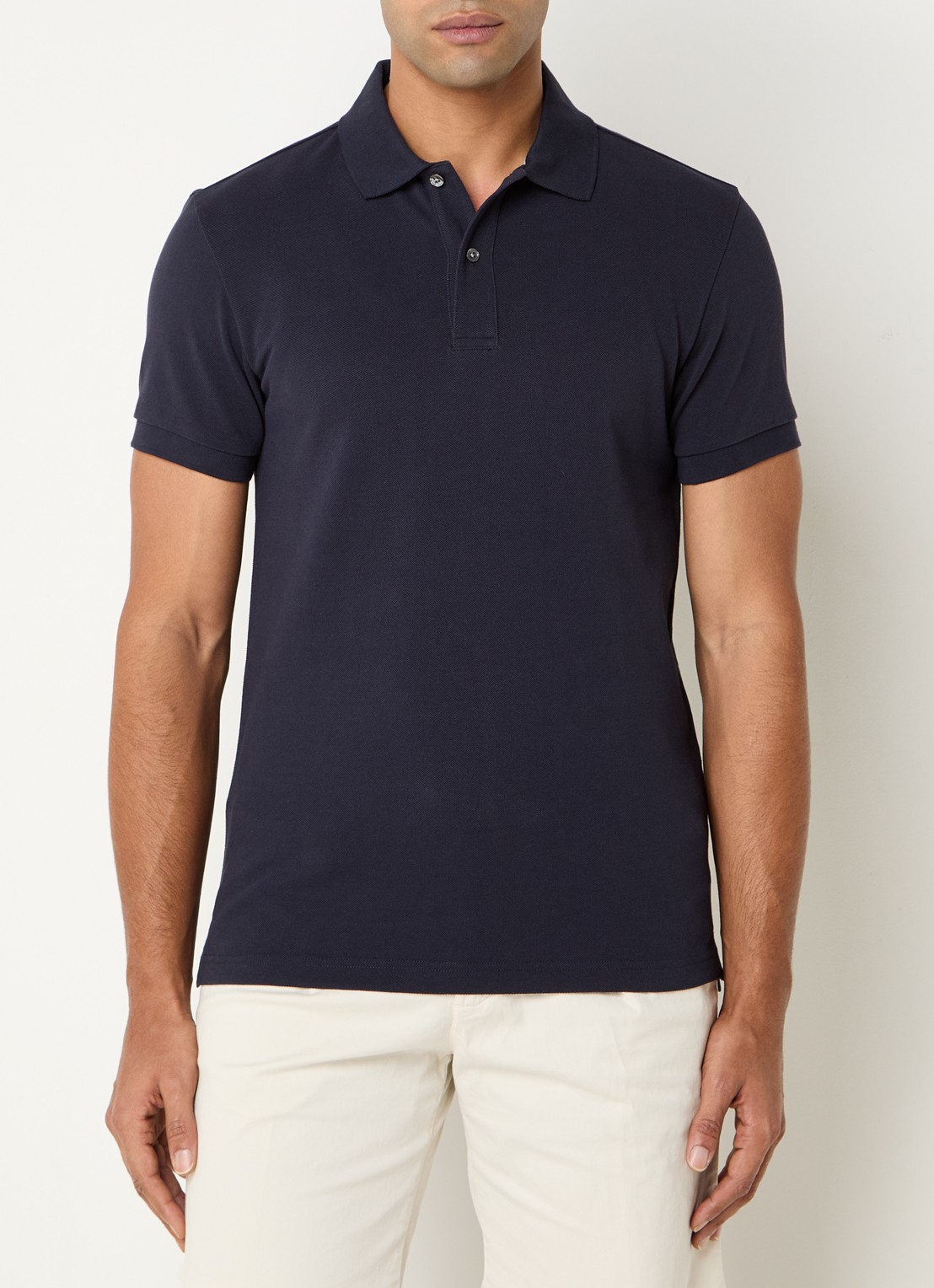 Profuomo Slim fit polo  - detail 2 donkerblauw