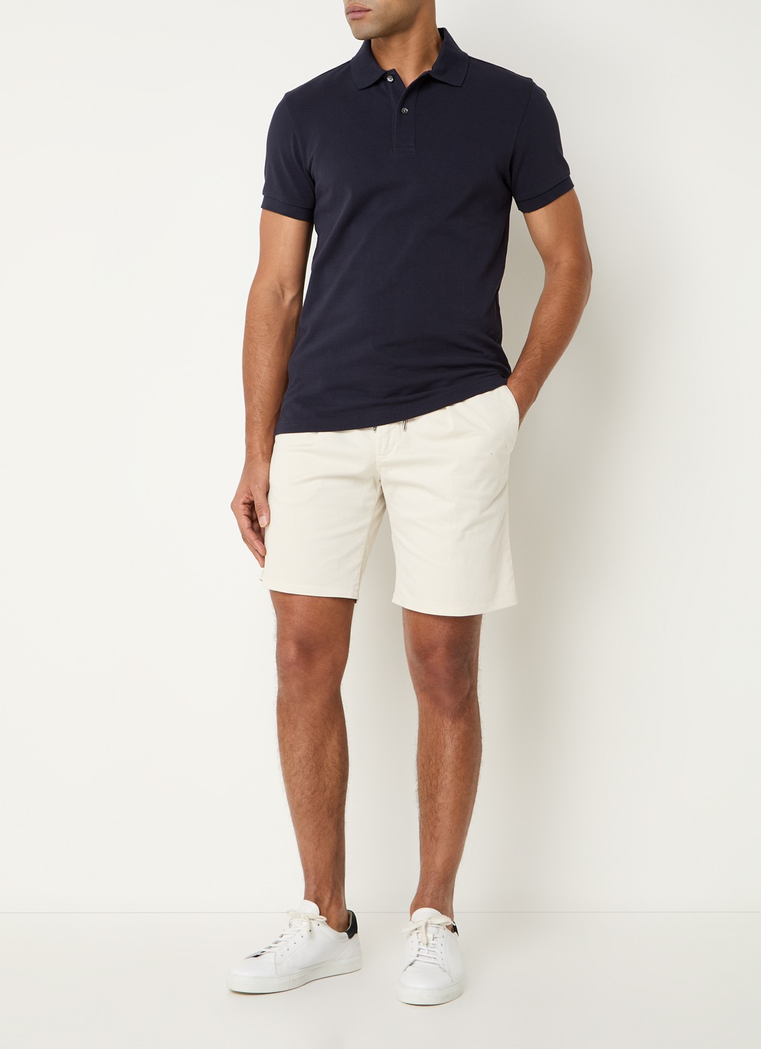 Profuomo Slim fit polo  - voorkant 4 donkerblauw