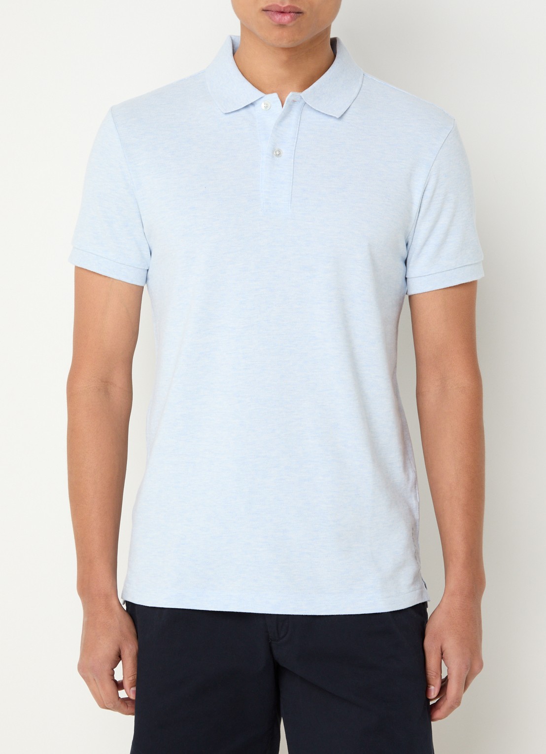 Profuomo Slim fit polo  - detail 2 lichtblauw