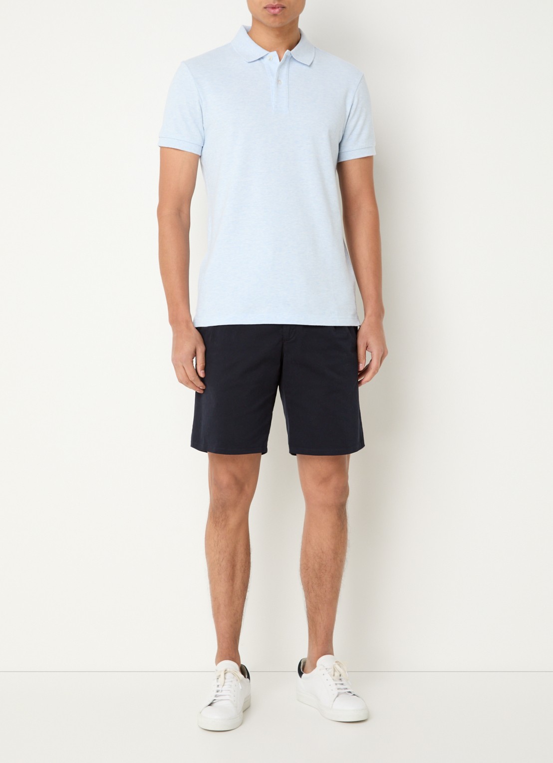 Profuomo Slim fit polo  - voorkant 4 lichtblauw