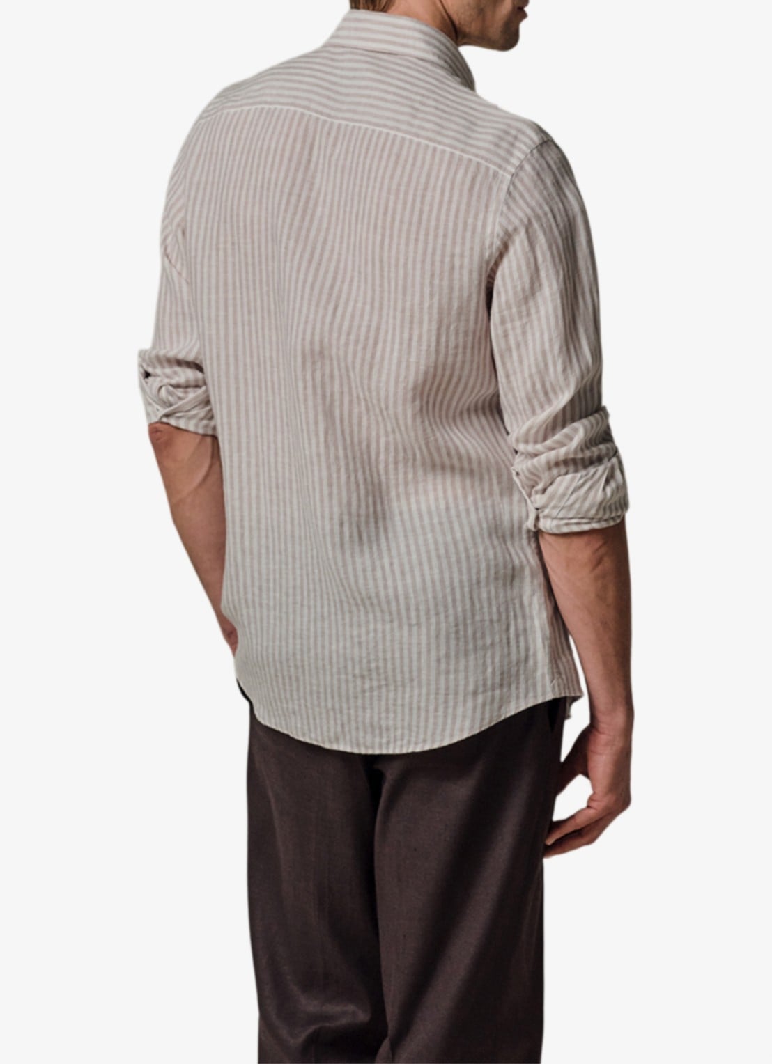 Profuomo Slim fit shirt in linnen - achterkant 3 beige