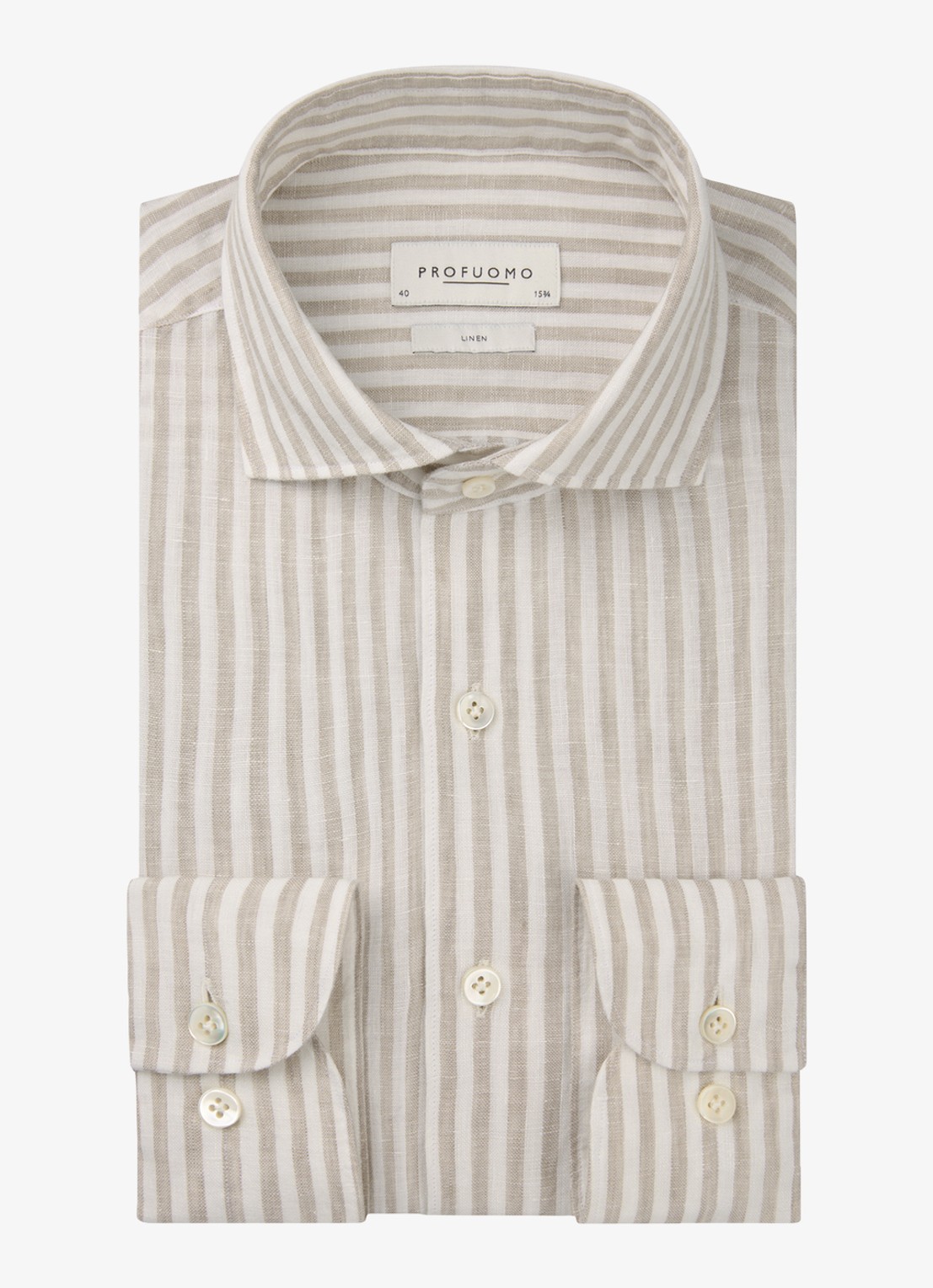 Profuomo Slim fit shirt in linnen - voorkant beige